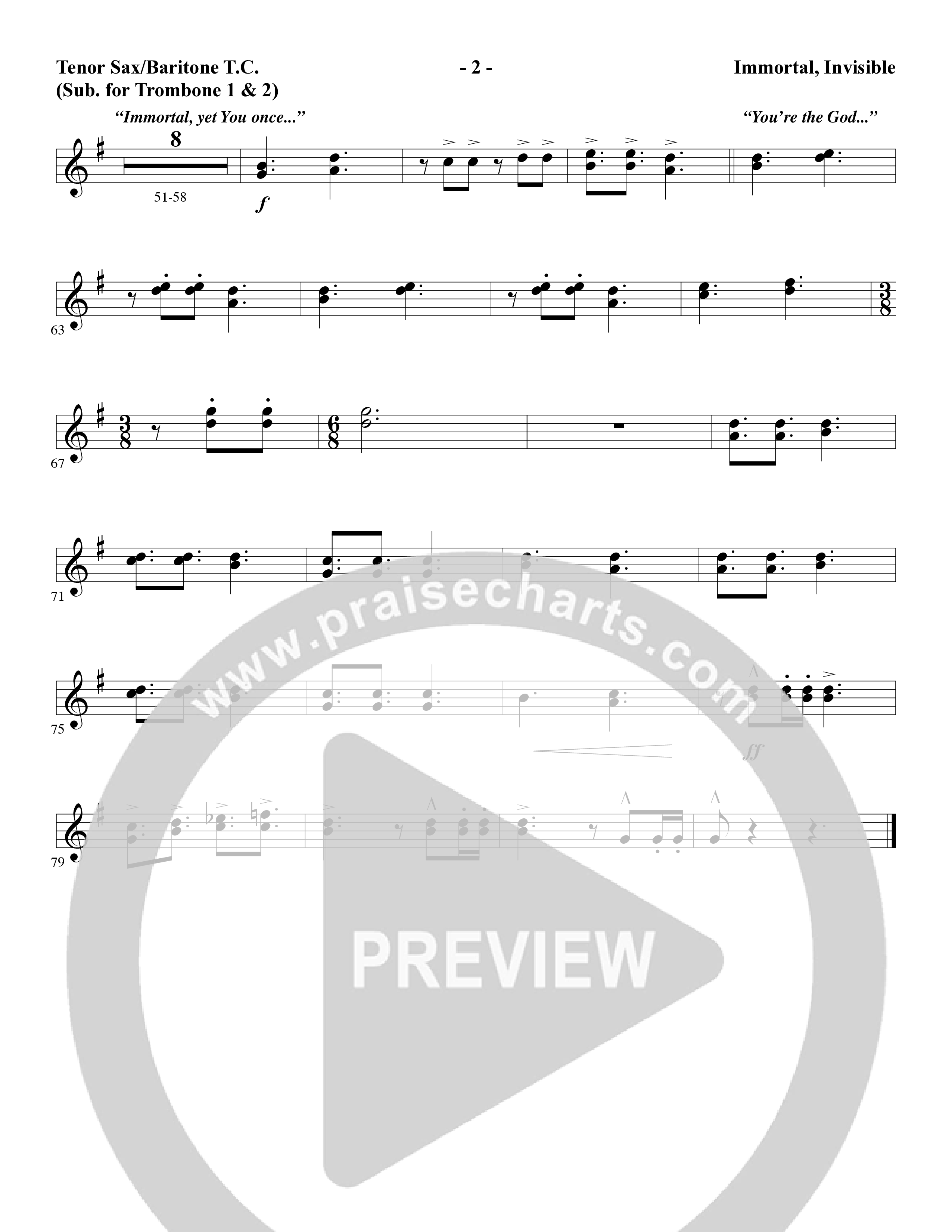 Immortal, Invisible (Choral Anthem SATB) Tenor Sax/Baritone T.C. (Word Music Choral / Arr. Marty Parks)