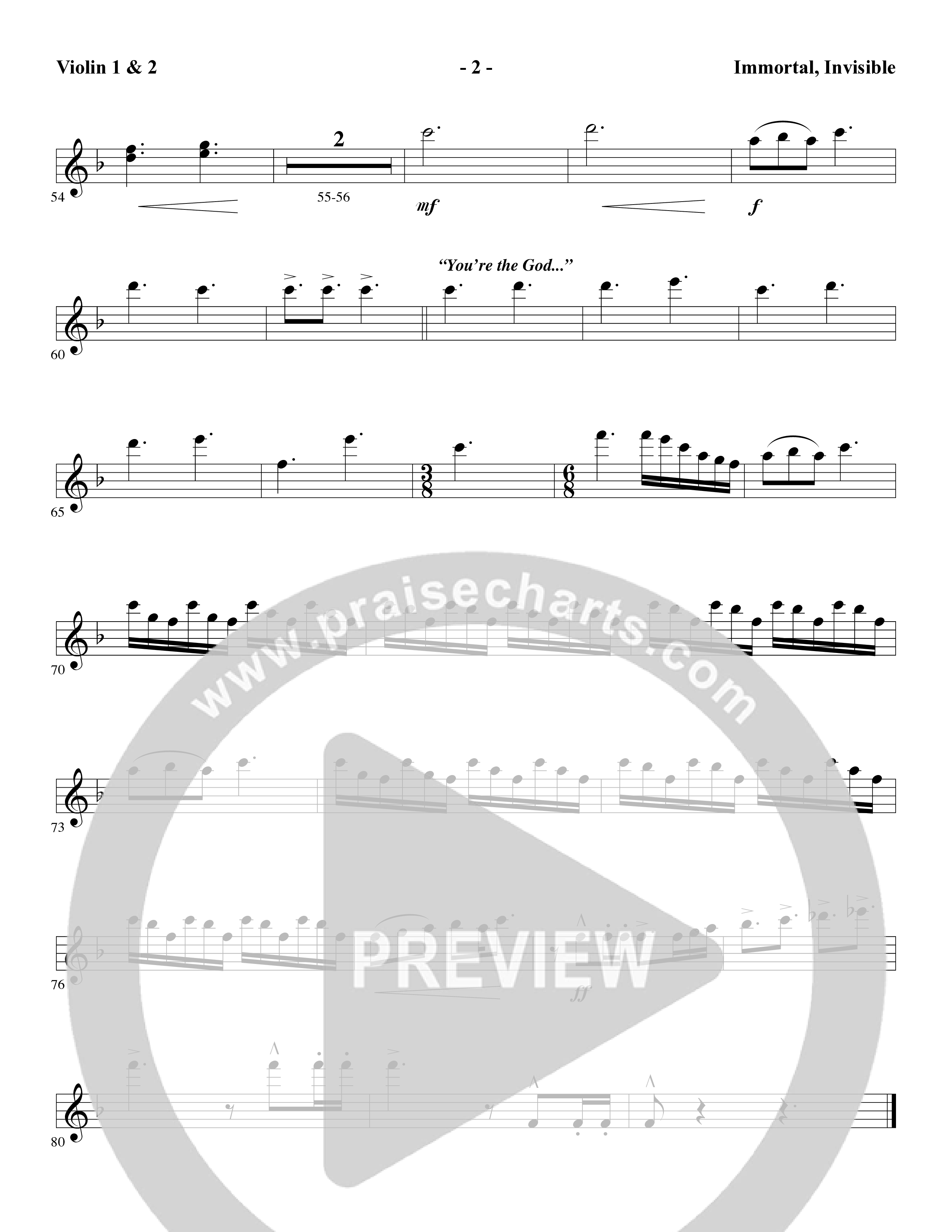Immortal, Invisible (Choral Anthem SATB) Violin 1/2 (Word Music Choral / Arr. Marty Parks)
