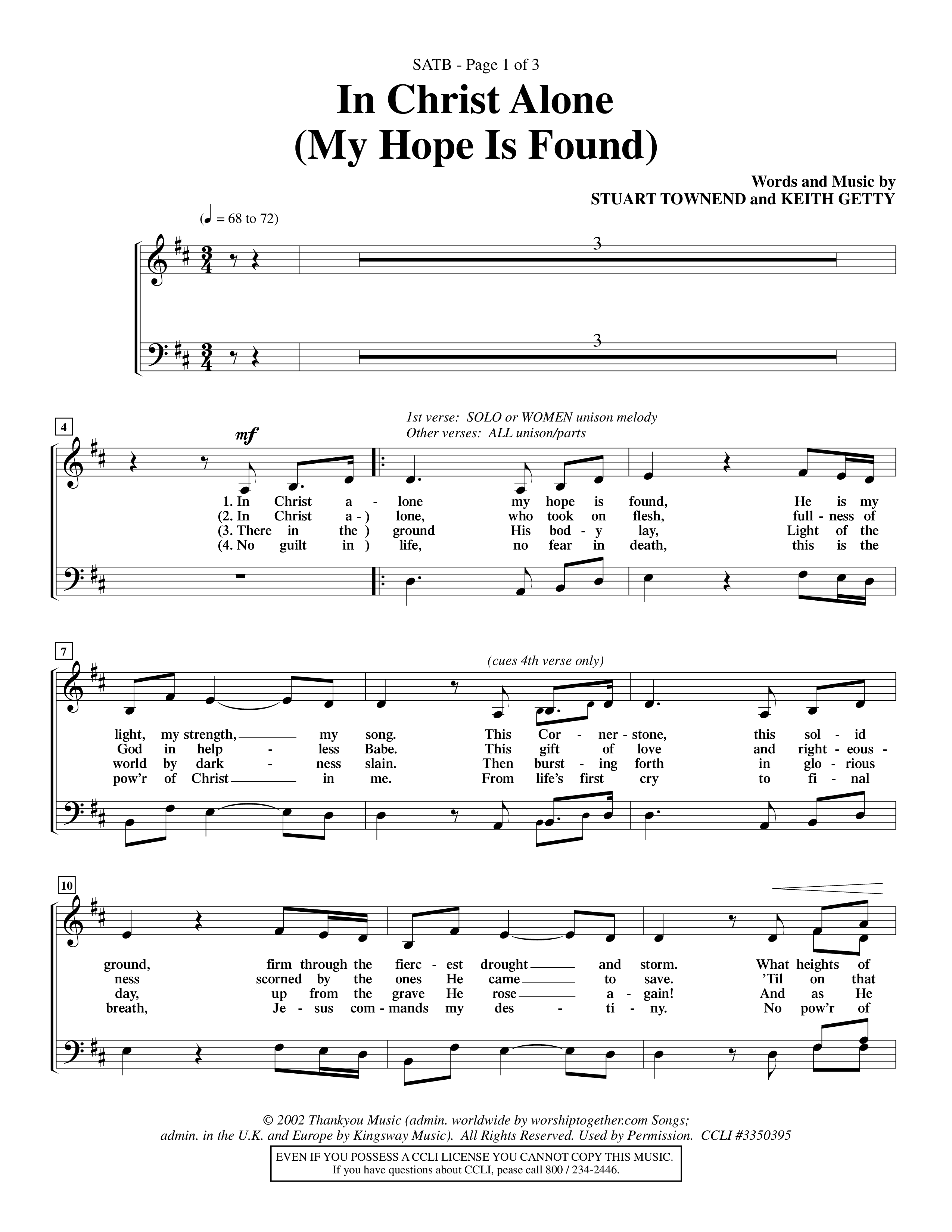 In Christ Alone (Choral Anthem SATB) Choir Sheet (SATB) (Word Music Choral / Orch. Dave Williamson)
