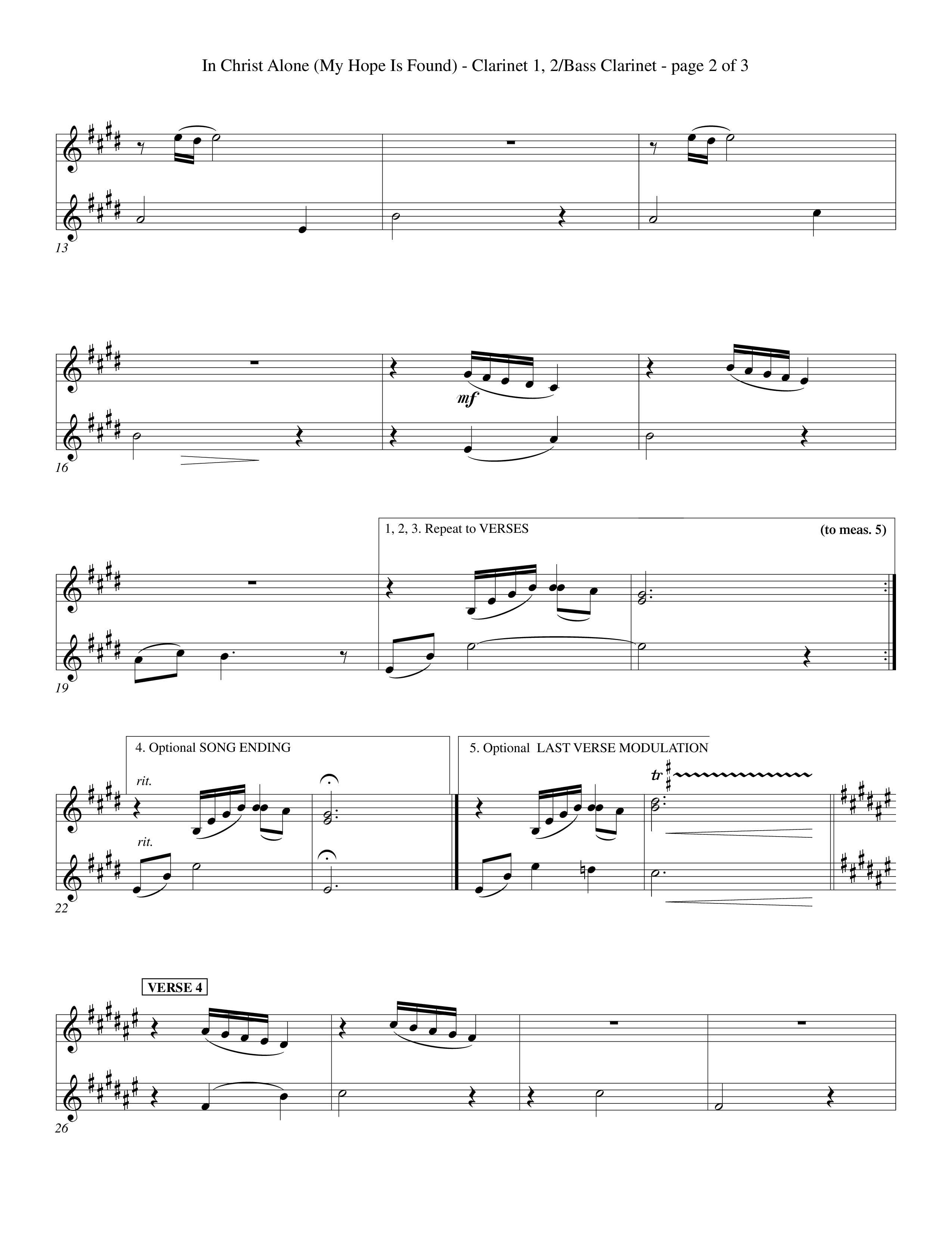 In Christ Alone (Choral Anthem SATB) Clarinet 1/2, Bass Clarinet (Word Music Choral / Orch. Dave Williamson)