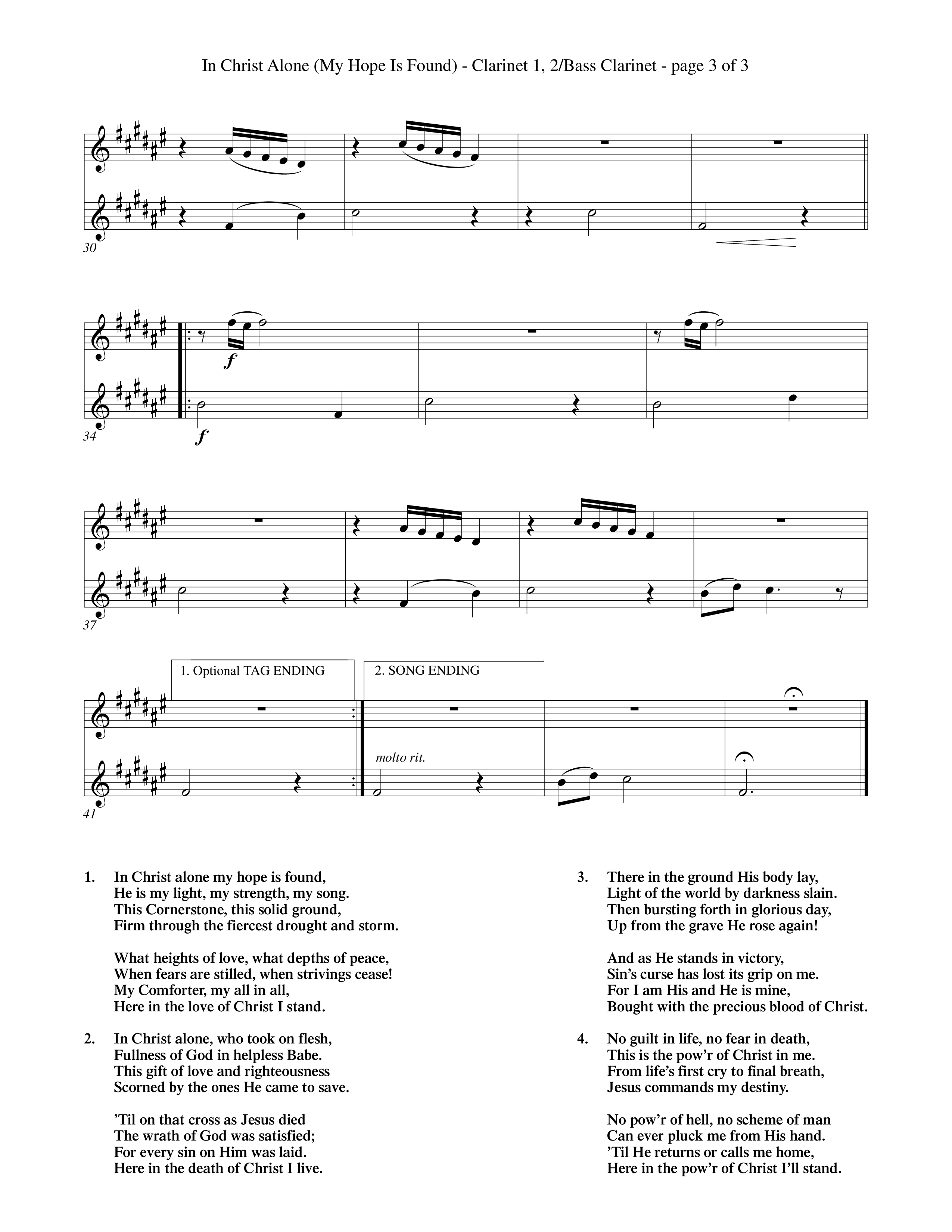 In Christ Alone (Choral Anthem SATB) Clarinet 1/2, Bass Clarinet (Word Music Choral / Orch. Dave Williamson)