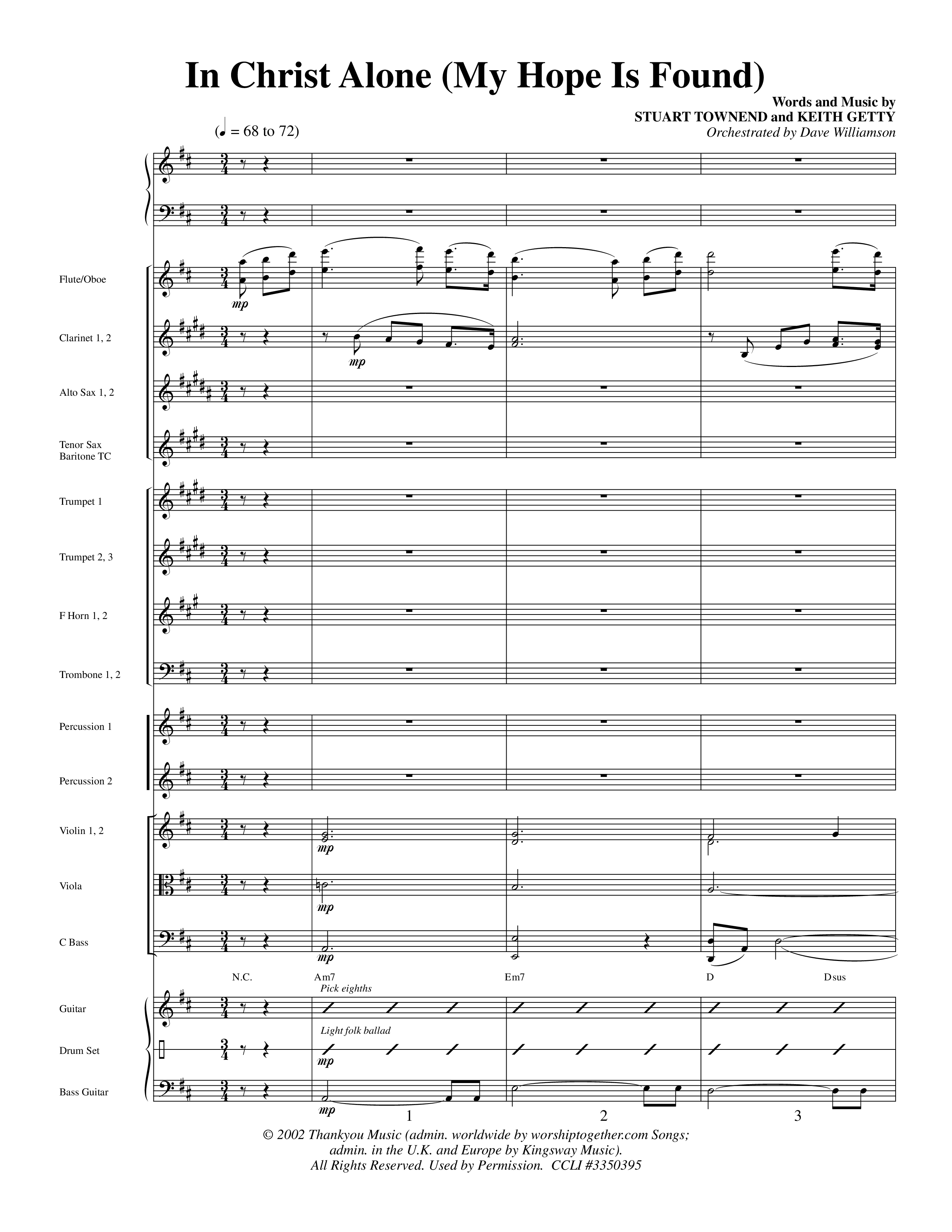 In Christ Alone (Choral Anthem SATB) Orchestration (Word Music Choral / Orch. Dave Williamson)