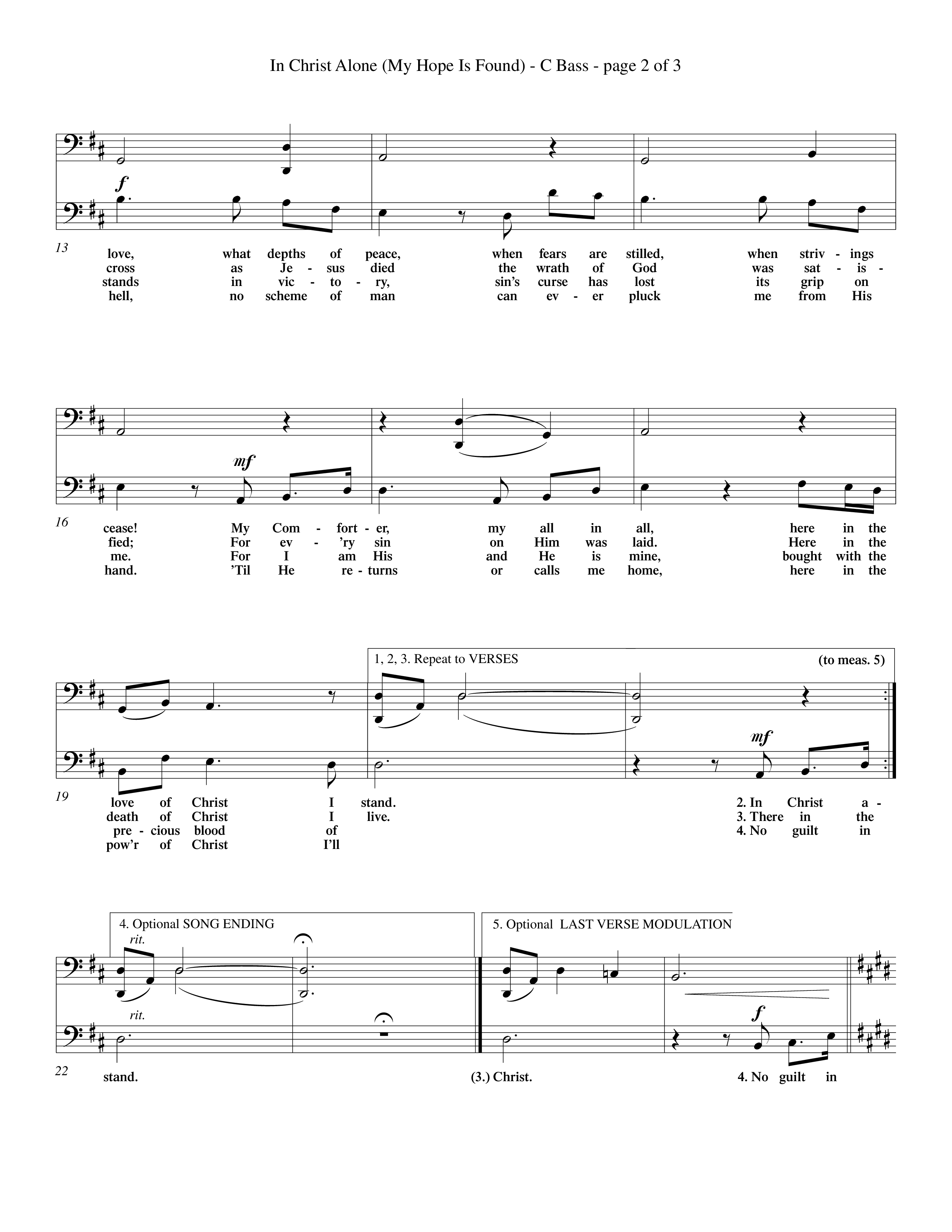 In Christ Alone (Choral Anthem SATB) Contrabass (Word Music Choral / Orch. Dave Williamson)