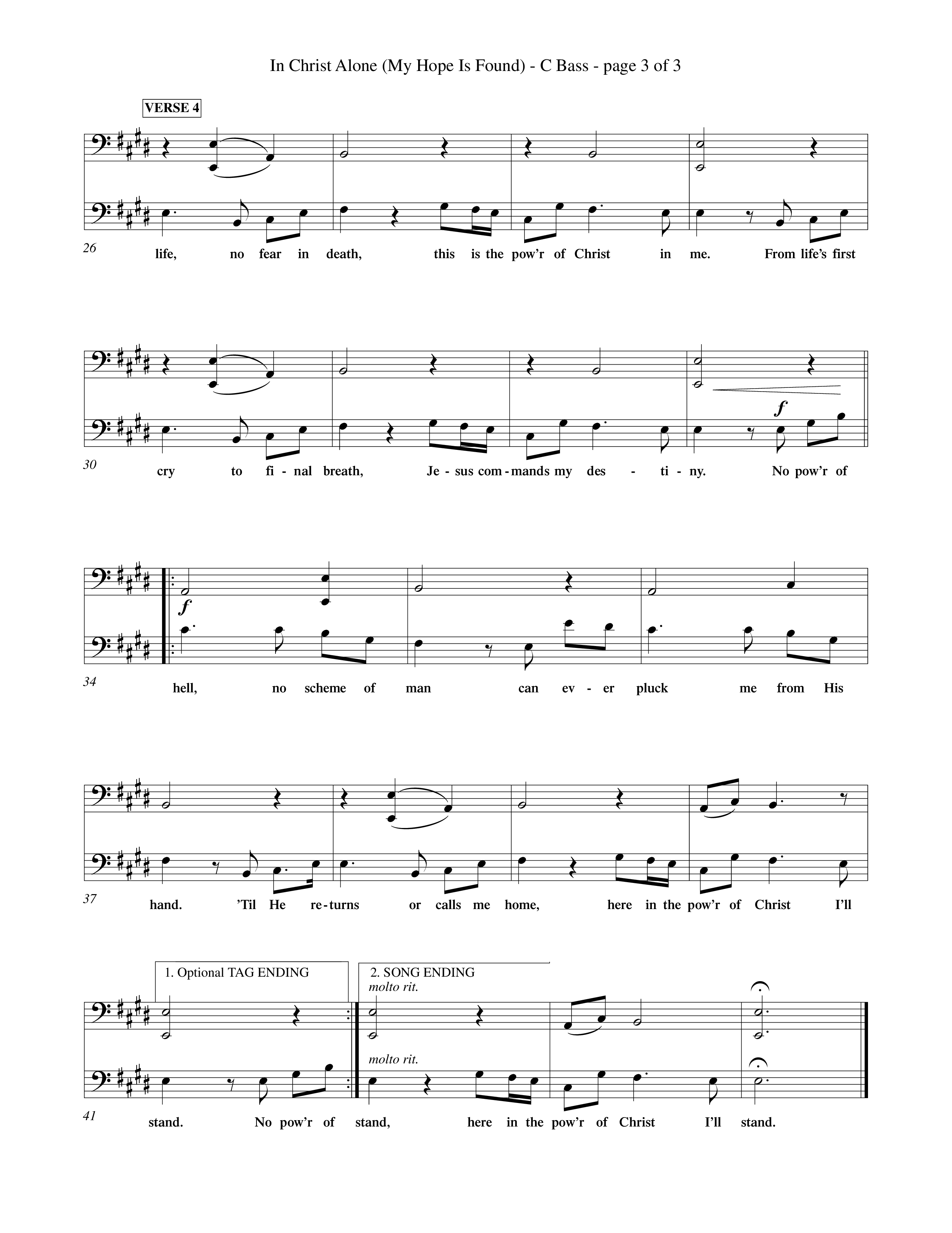 In Christ Alone (Choral Anthem SATB) Contrabass (Word Music Choral / Orch. Dave Williamson)