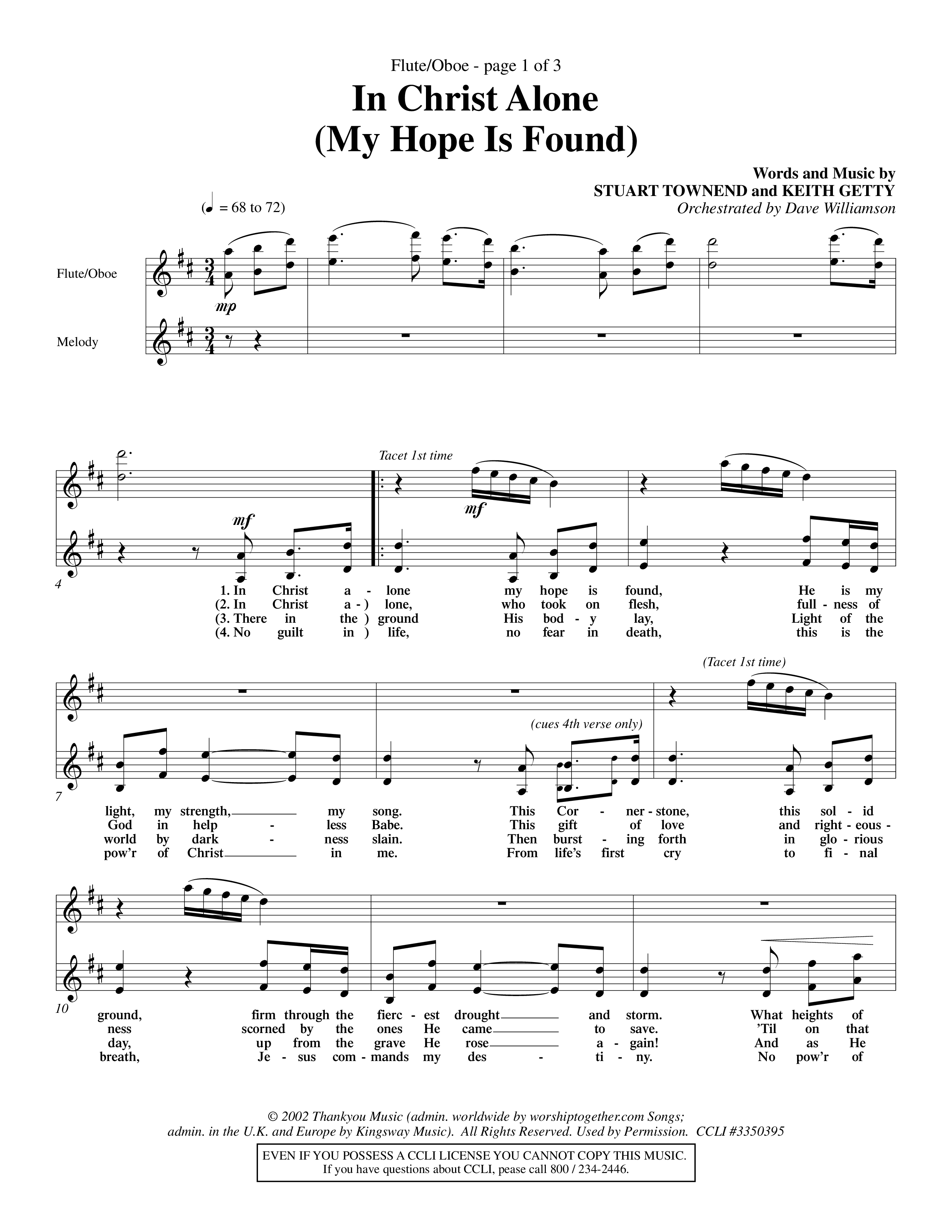 In Christ Alone (Choral Anthem SATB) Flute/Oboe (Word Music Choral / Orch. Dave Williamson)