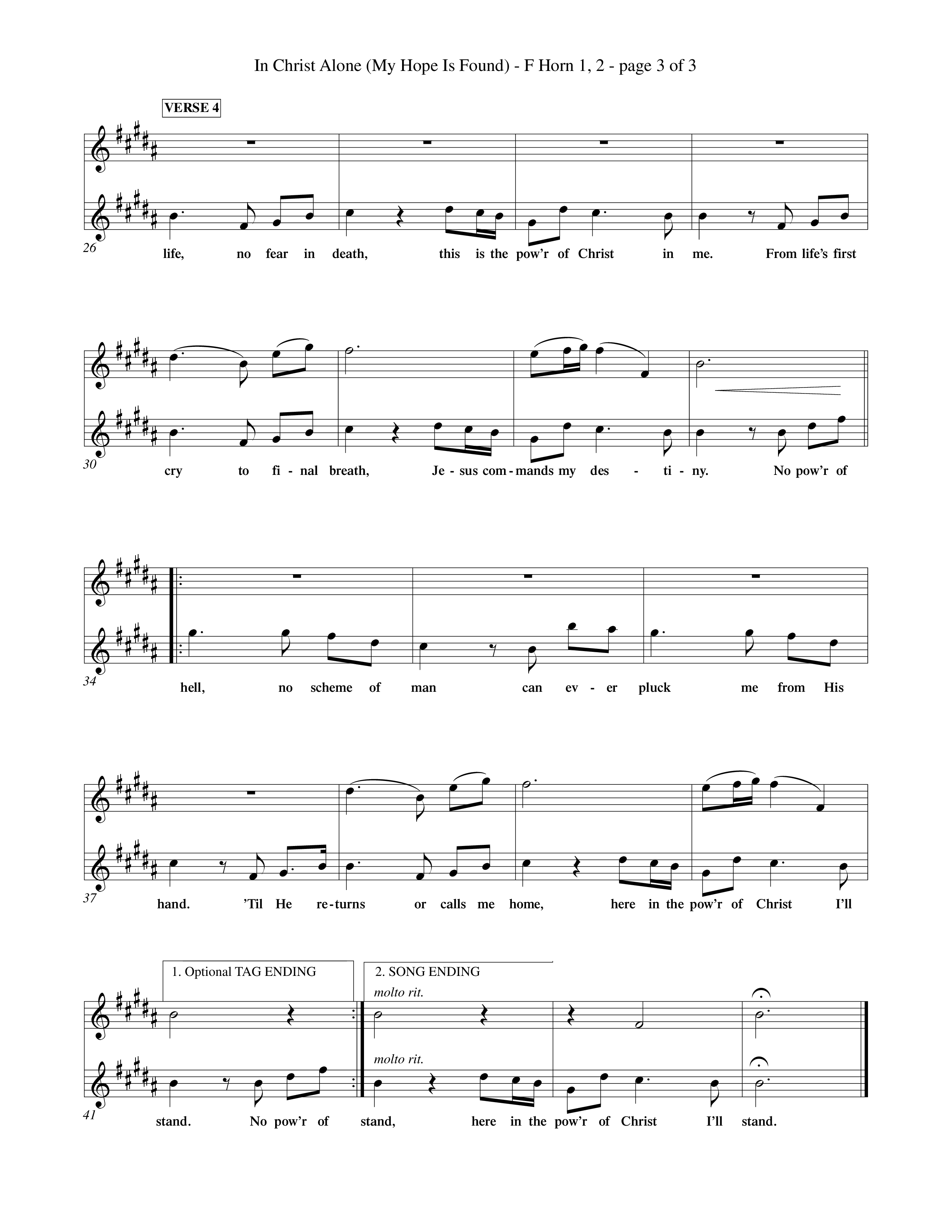 In Christ Alone (Choral Anthem SATB) French Horn (Word Music Choral / Orch. Dave Williamson)