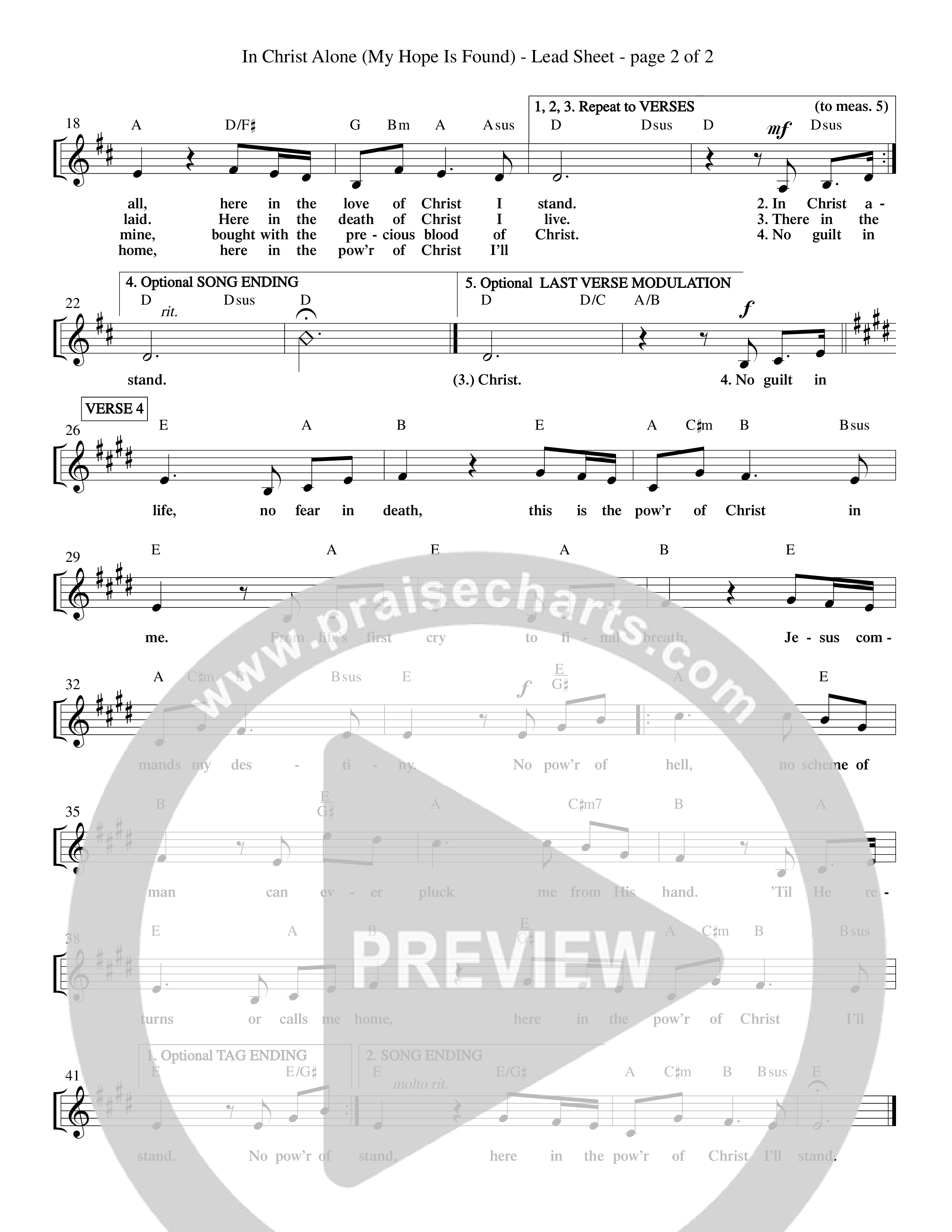 In Christ Alone (Choral Anthem SATB) Lead Sheet (Word Music Choral / Orch. Dave Williamson)