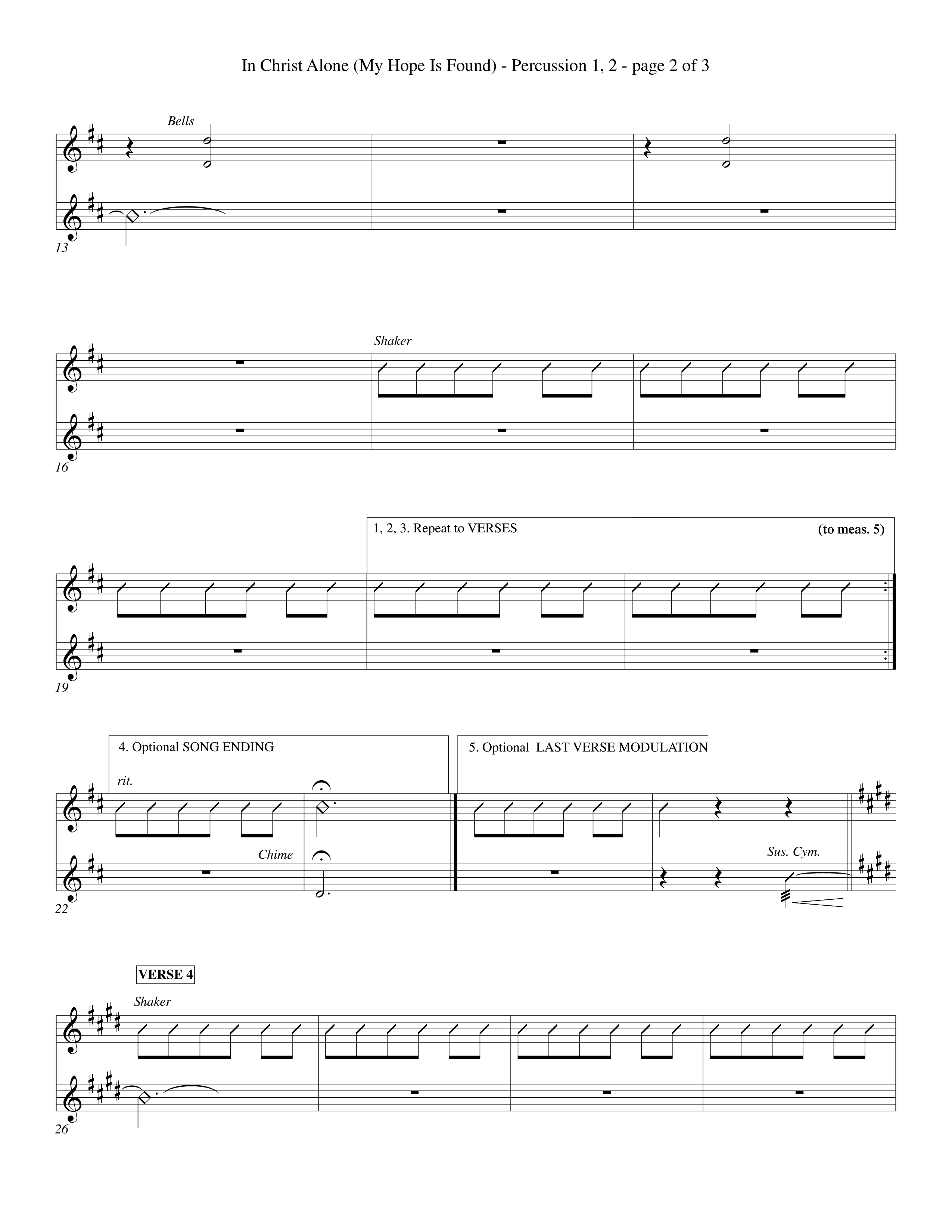 In Christ Alone (Choral Anthem SATB) Percussion 1/2 (Word Music Choral / Orch. Dave Williamson)