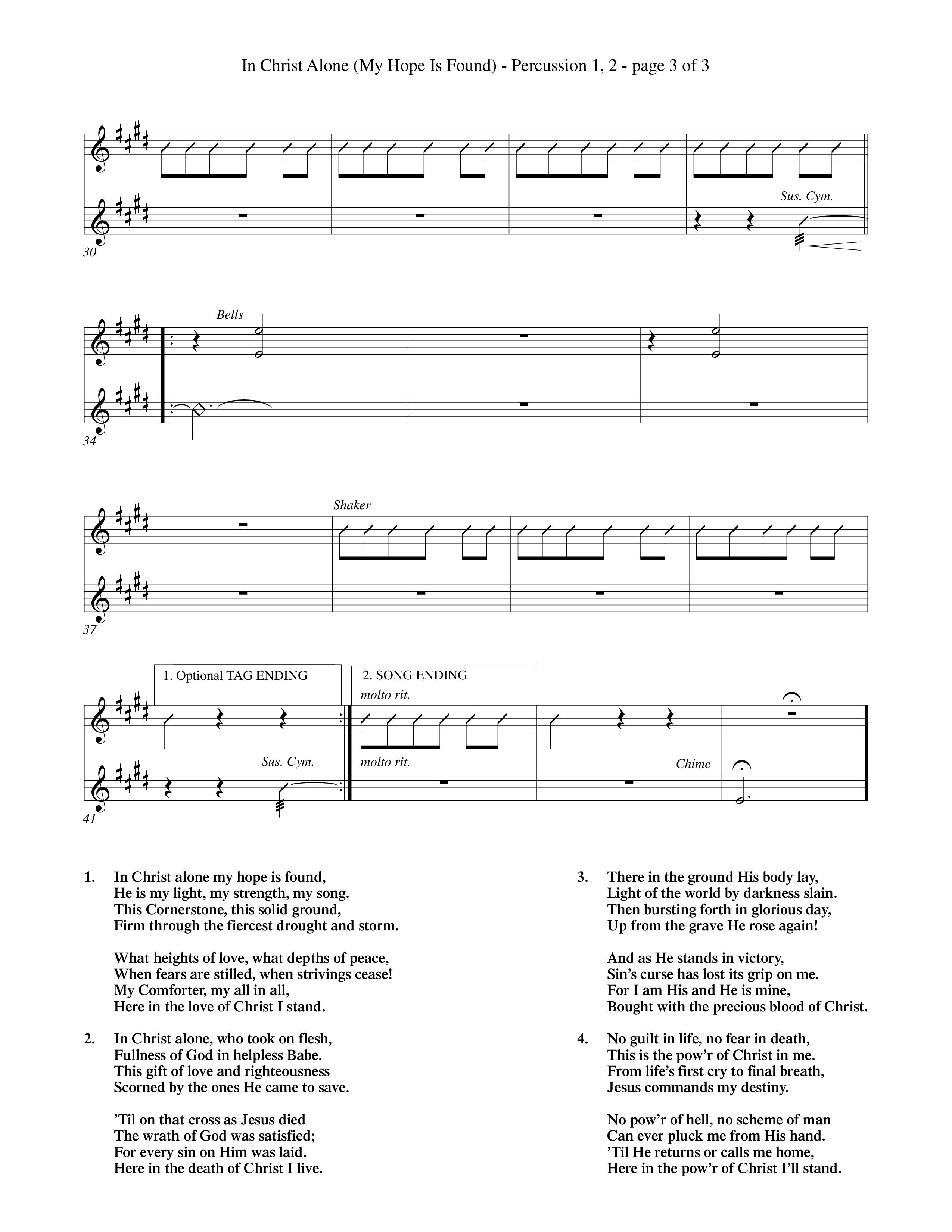 In Christ Alone (Choral Anthem SATB) Percussion 1/2 (Word Music Choral / Orch. Dave Williamson)