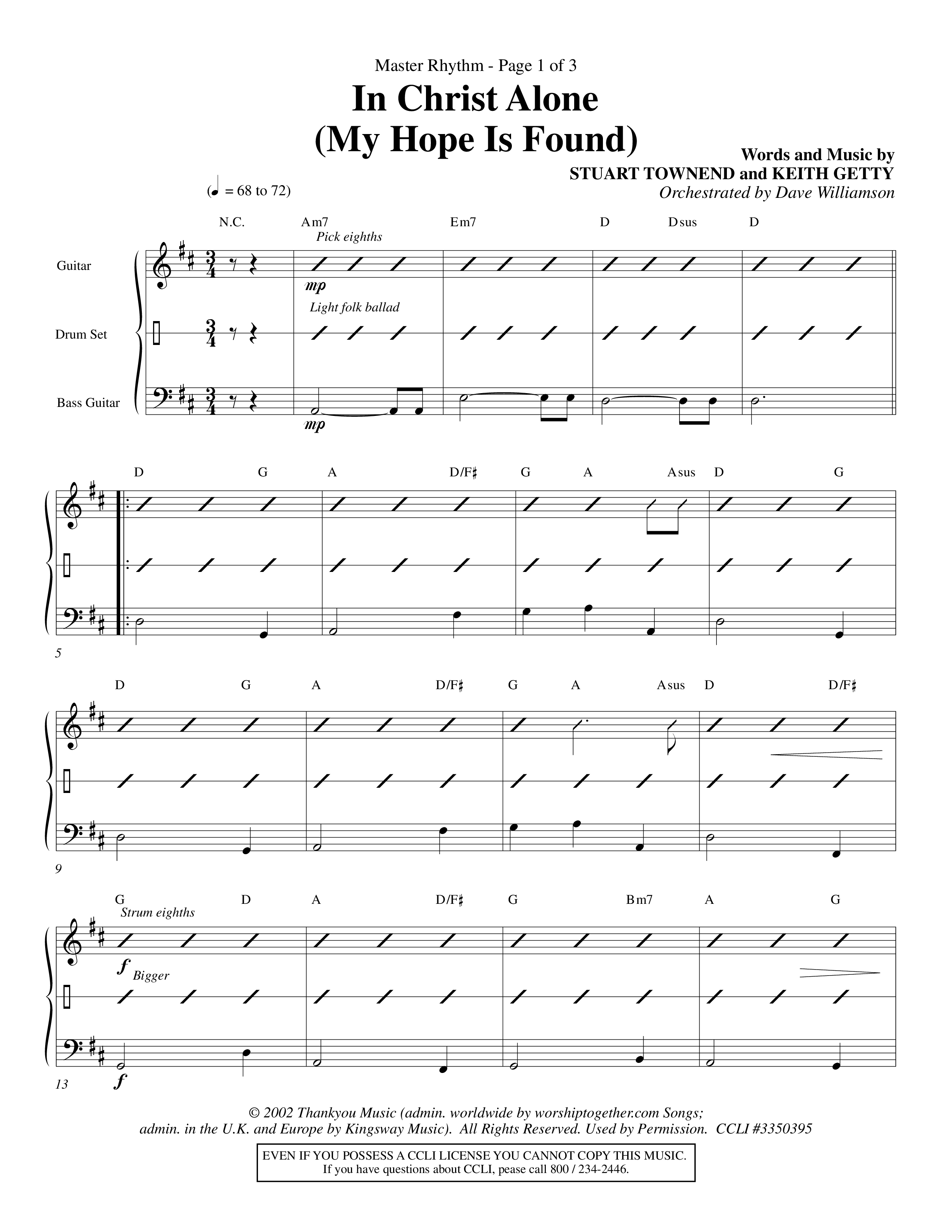 In Christ Alone (Choral Anthem SATB) Rhythm Chart (Word Music Choral / Orch. Dave Williamson)