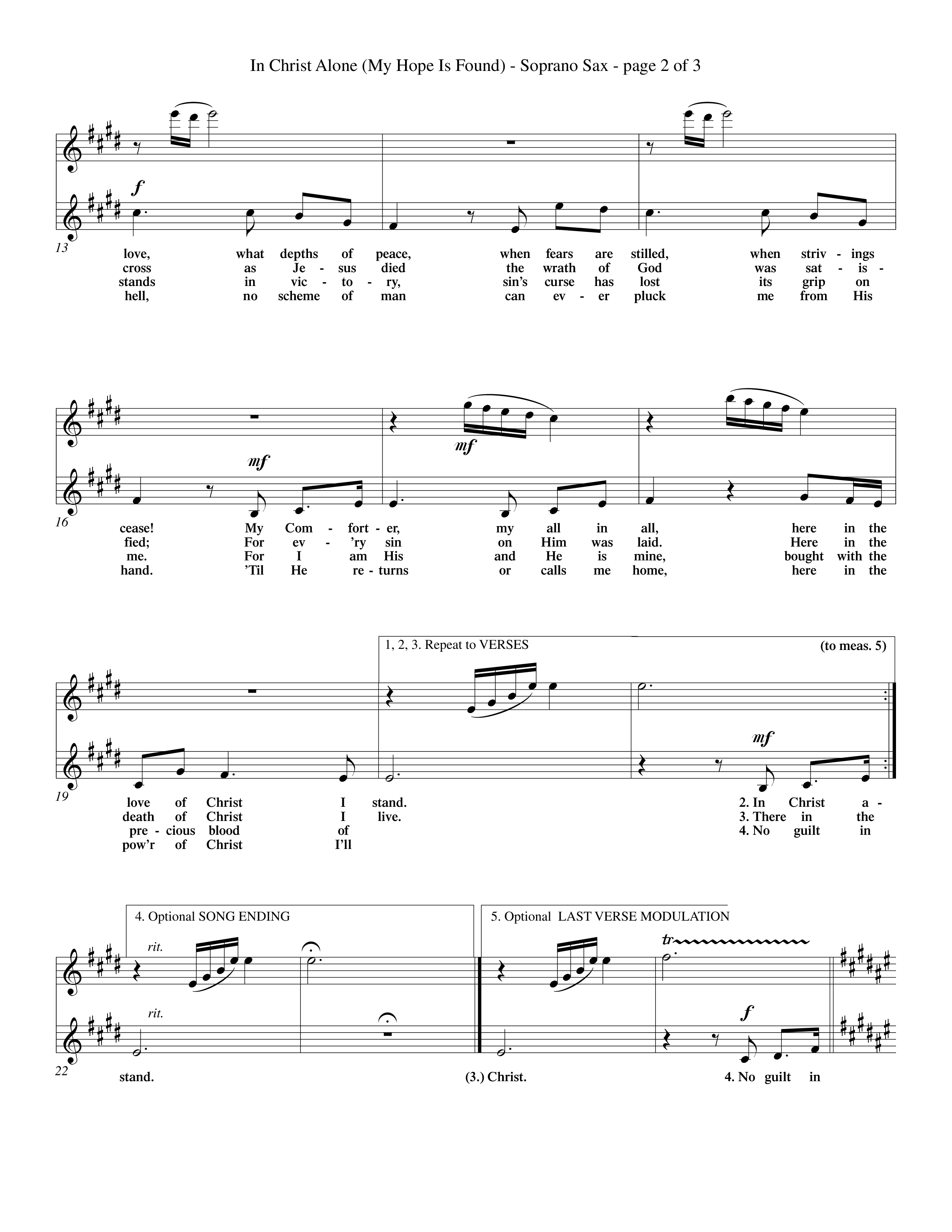 In Christ Alone (Choral Anthem SATB) Saxophone (Word Music Choral / Orch. Dave Williamson)
