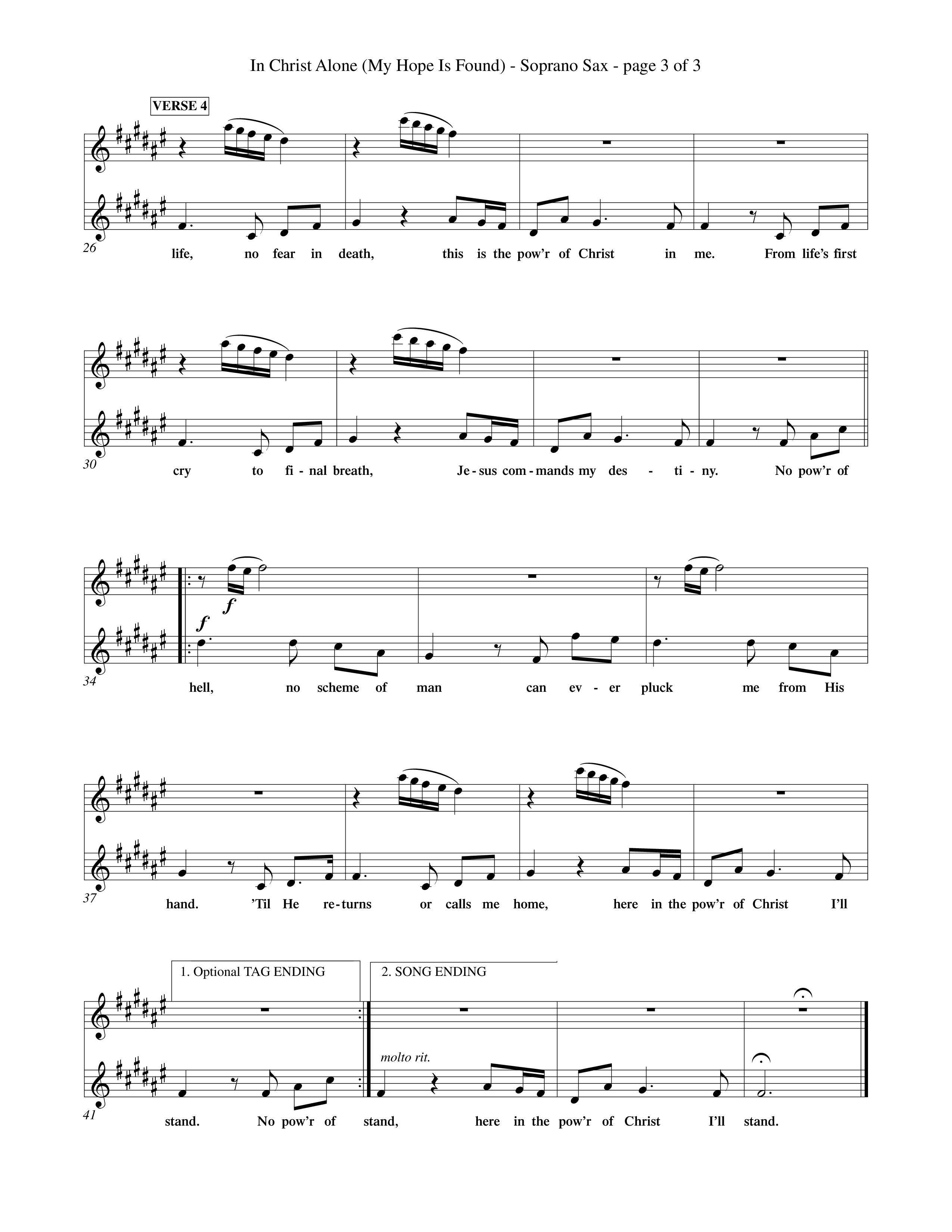 In Christ Alone (Choral Anthem SATB) Saxophone (Word Music Choral / Orch. Dave Williamson)