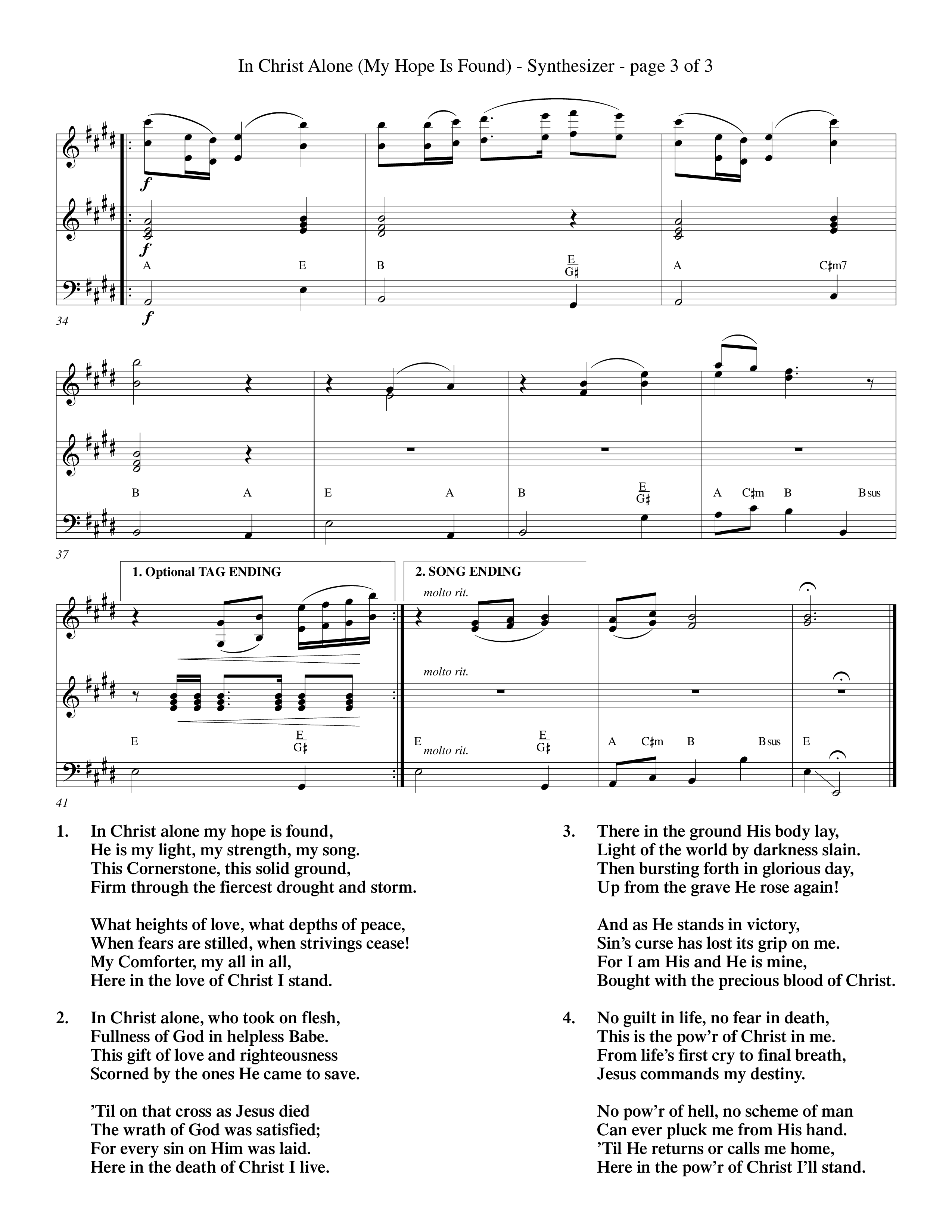 In Christ Alone (Choral Anthem SATB) Synth (Word Music Choral / Orch. Dave Williamson)