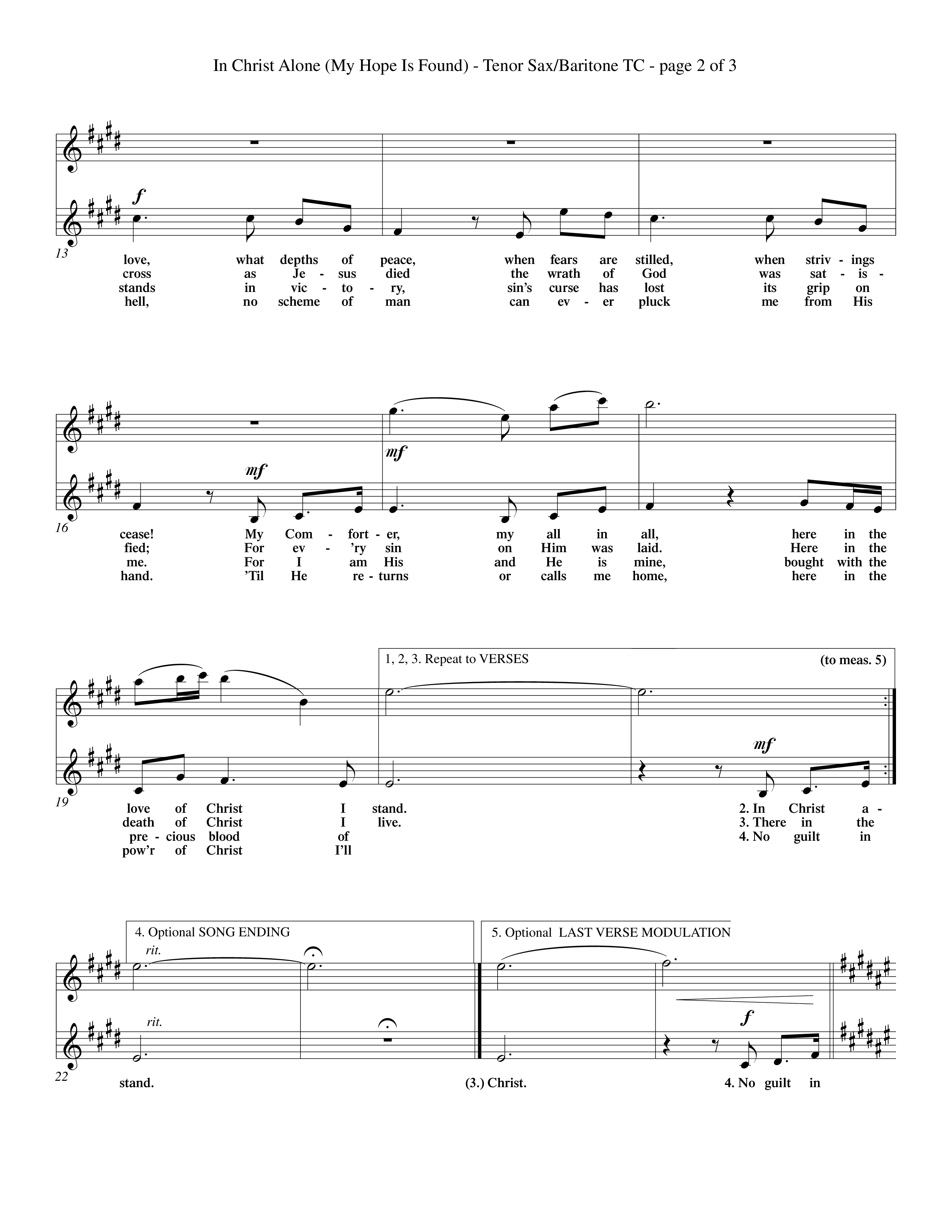 In Christ Alone (Choral Anthem SATB) Tenor Sax/Baritone T.C. (Word Music Choral / Orch. Dave Williamson)