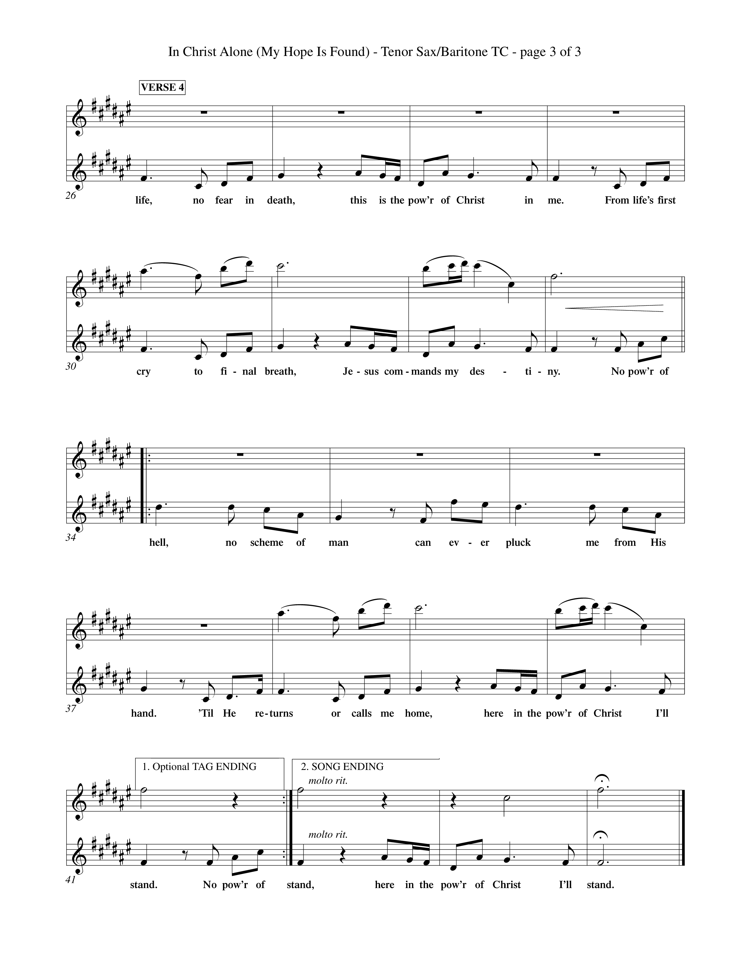 In Christ Alone (Choral Anthem SATB) Tenor Sax/Baritone T.C. (Word Music Choral / Orch. Dave Williamson)