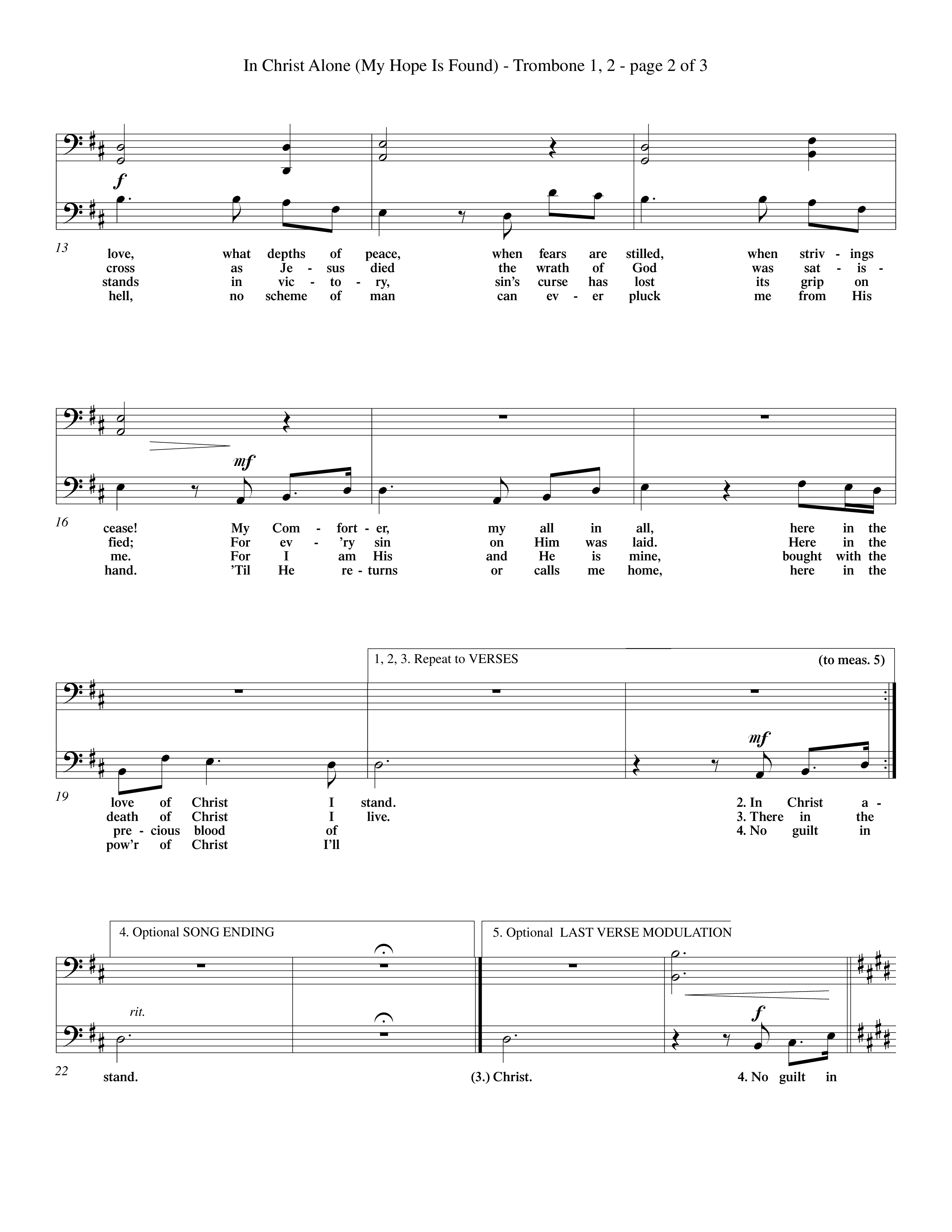 In Christ Alone (Choral Anthem SATB) Trombone 1/2 (Word Music Choral / Orch. Dave Williamson)