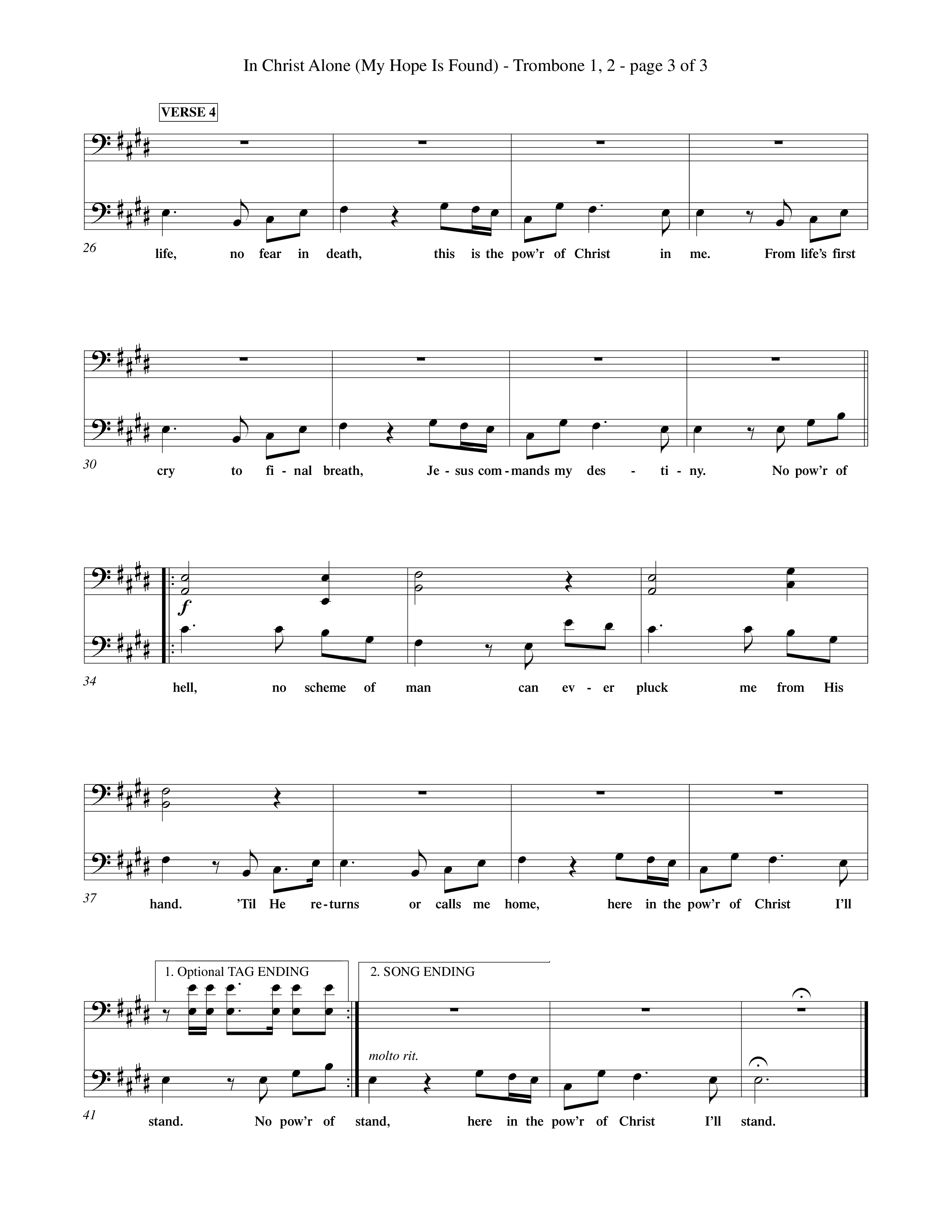 In Christ Alone (Choral Anthem SATB) Trombone 1/2 (Word Music Choral / Orch. Dave Williamson)