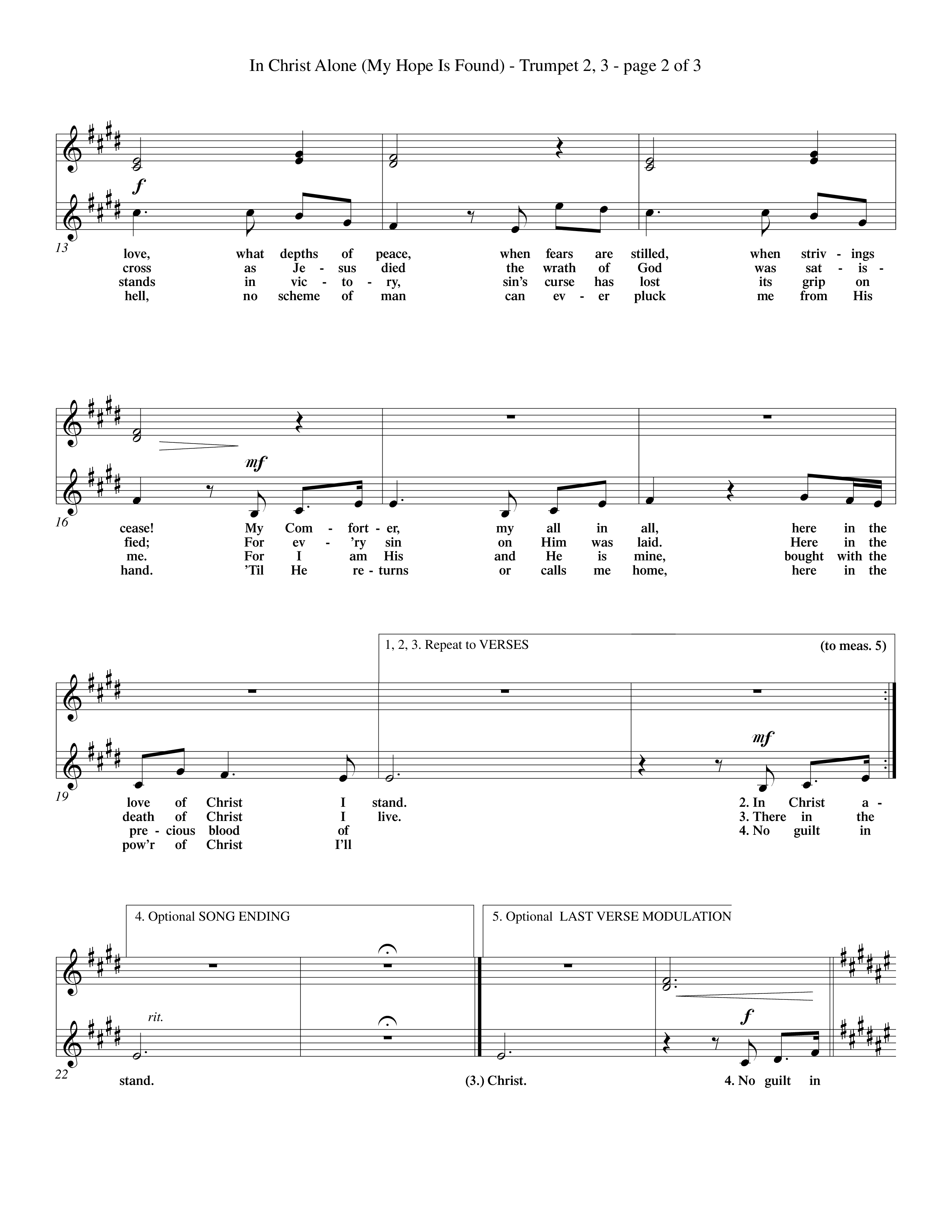 In Christ Alone (Choral Anthem SATB) Trumpet 2/3 (Word Music Choral / Orch. Dave Williamson)