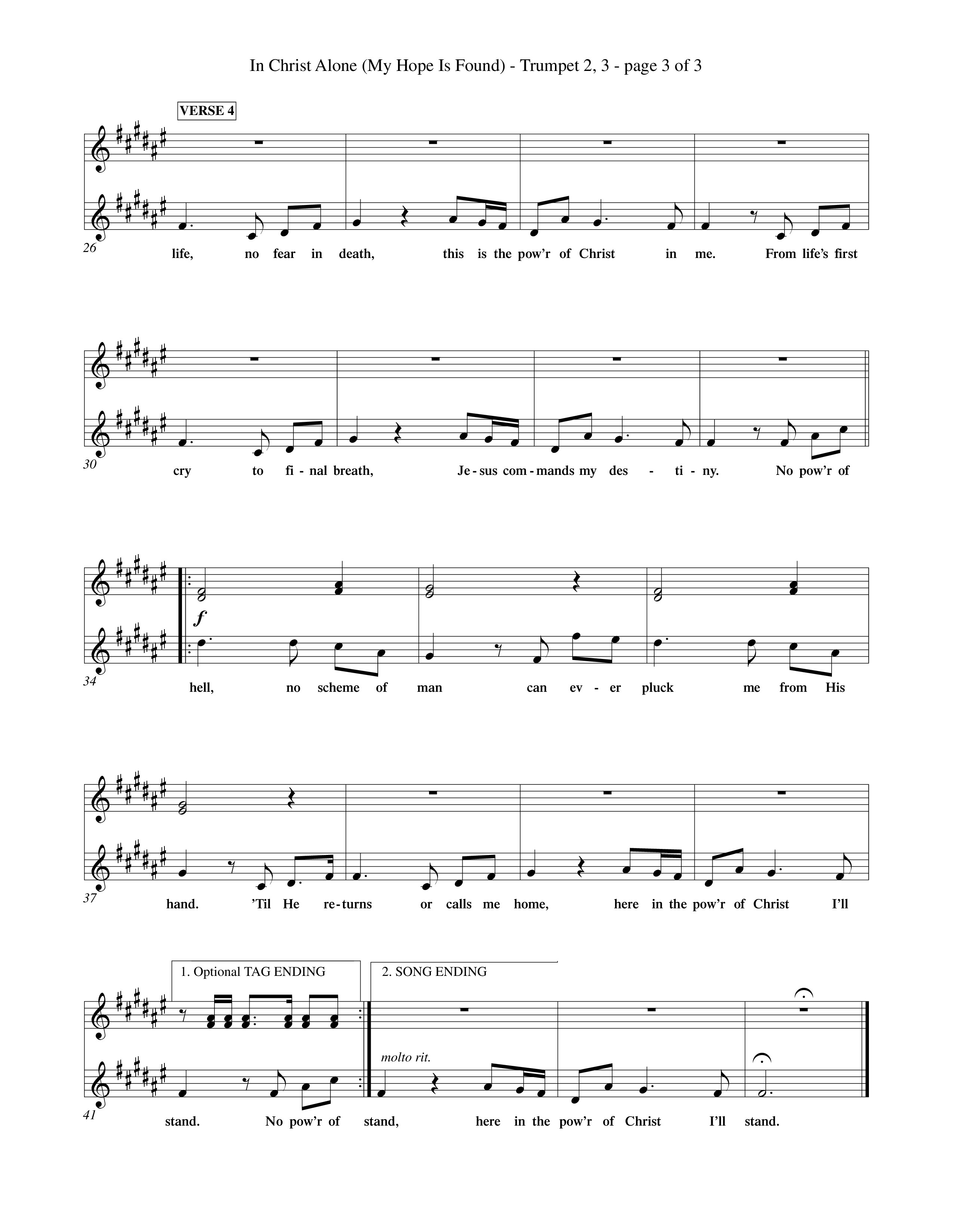 In Christ Alone (Choral Anthem SATB) Trumpet 2/3 (Word Music Choral / Orch. Dave Williamson)