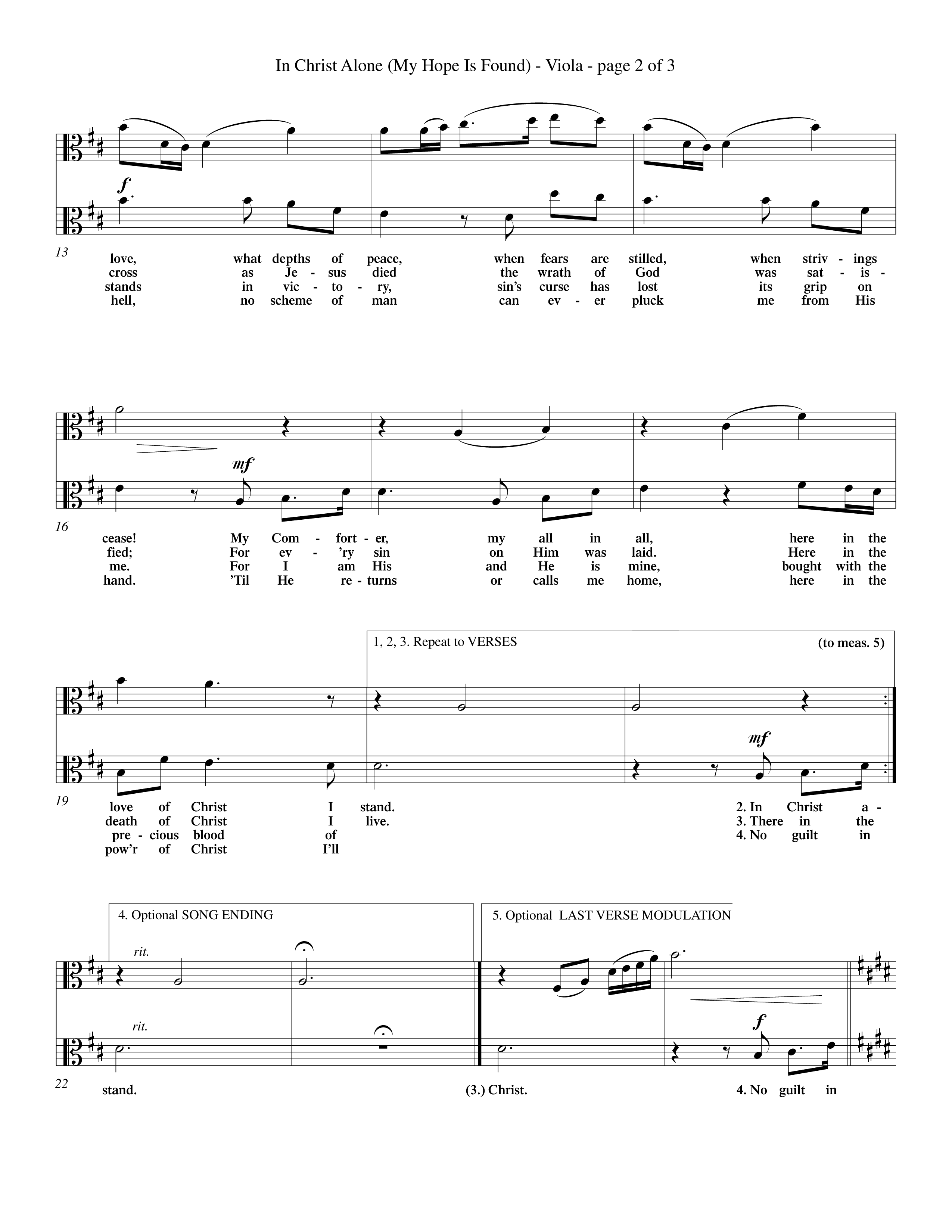 In Christ Alone (Choral Anthem SATB) Viola (Word Music Choral / Orch. Dave Williamson)
