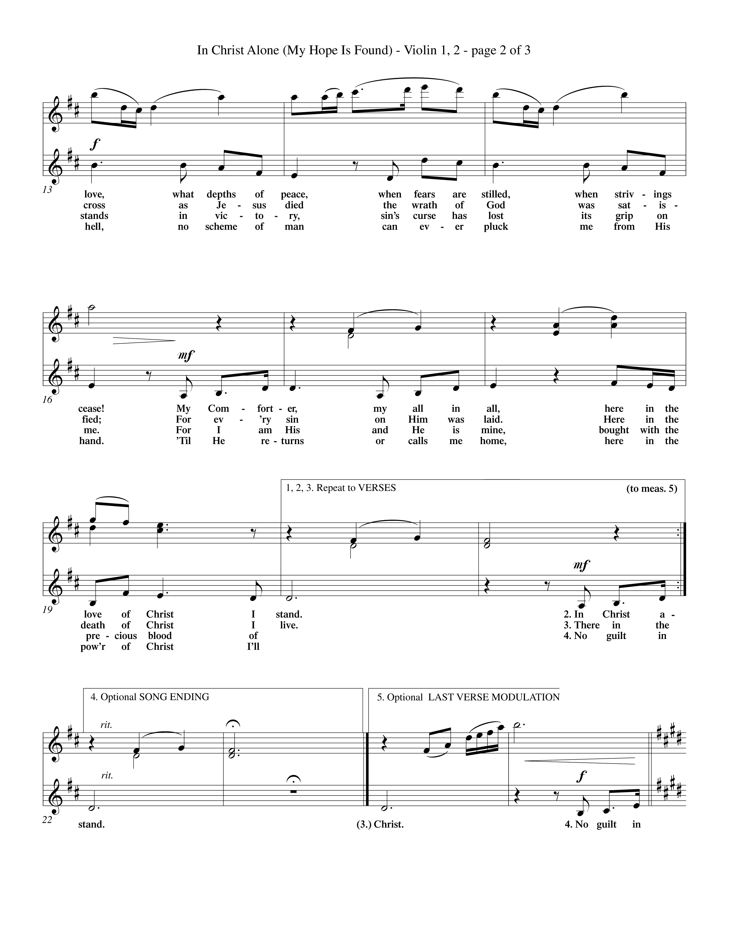 In Christ Alone (Choral Anthem SATB) Violin 1/2 (Word Music Choral / Orch. Dave Williamson)
