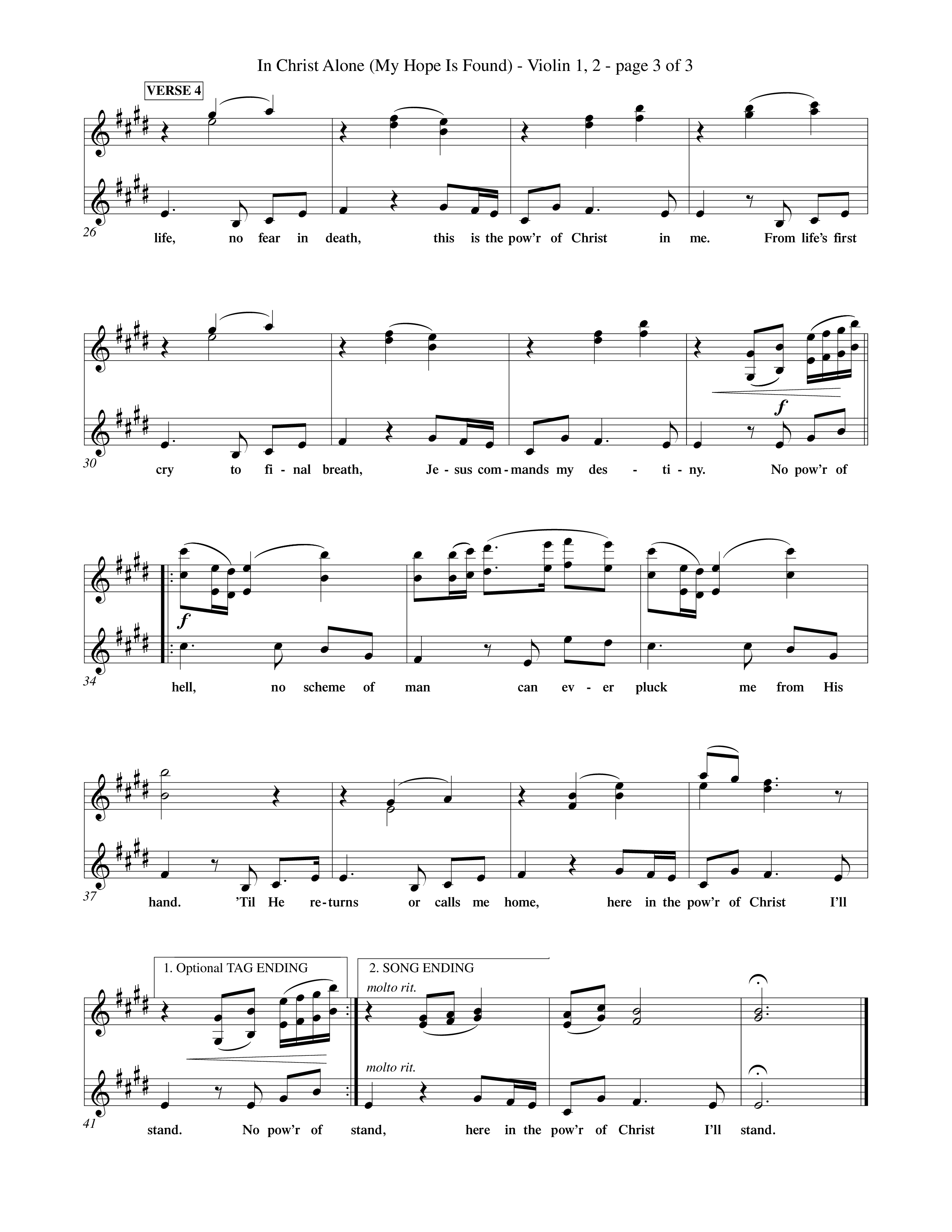 In Christ Alone (Choral Anthem SATB) Violin 1/2 (Word Music Choral / Orch. Dave Williamson)