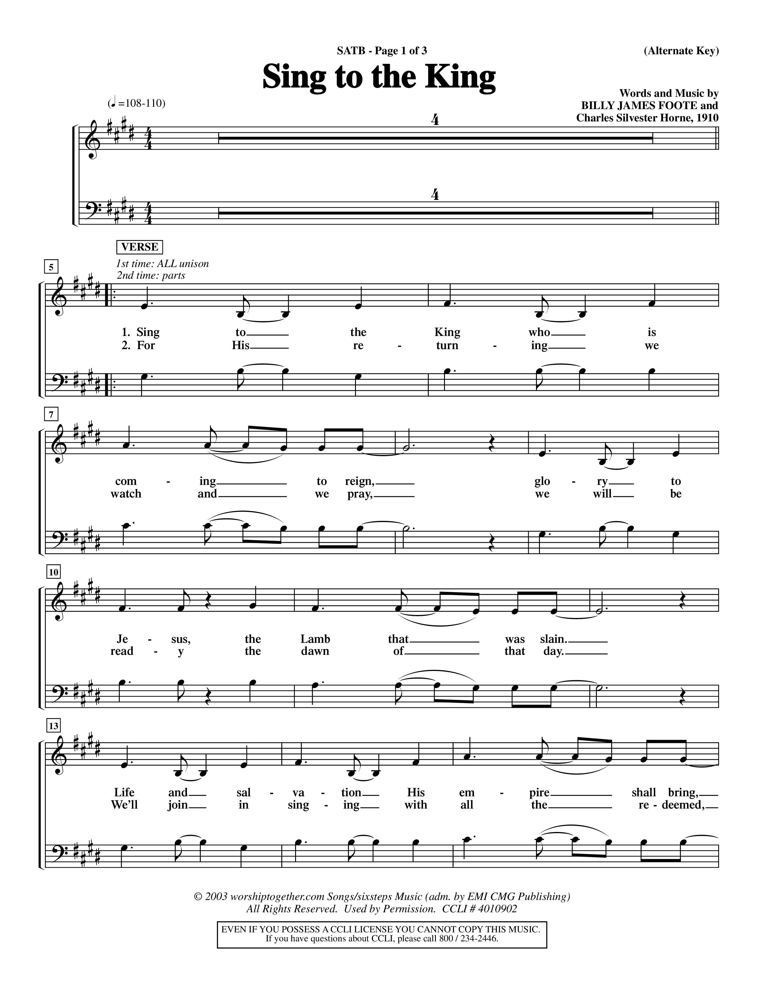 Sing To The King (Choral Anthem SATB) Choir Sheet (SATB) (Word Music Choral / Orch. Dave Williamson)
