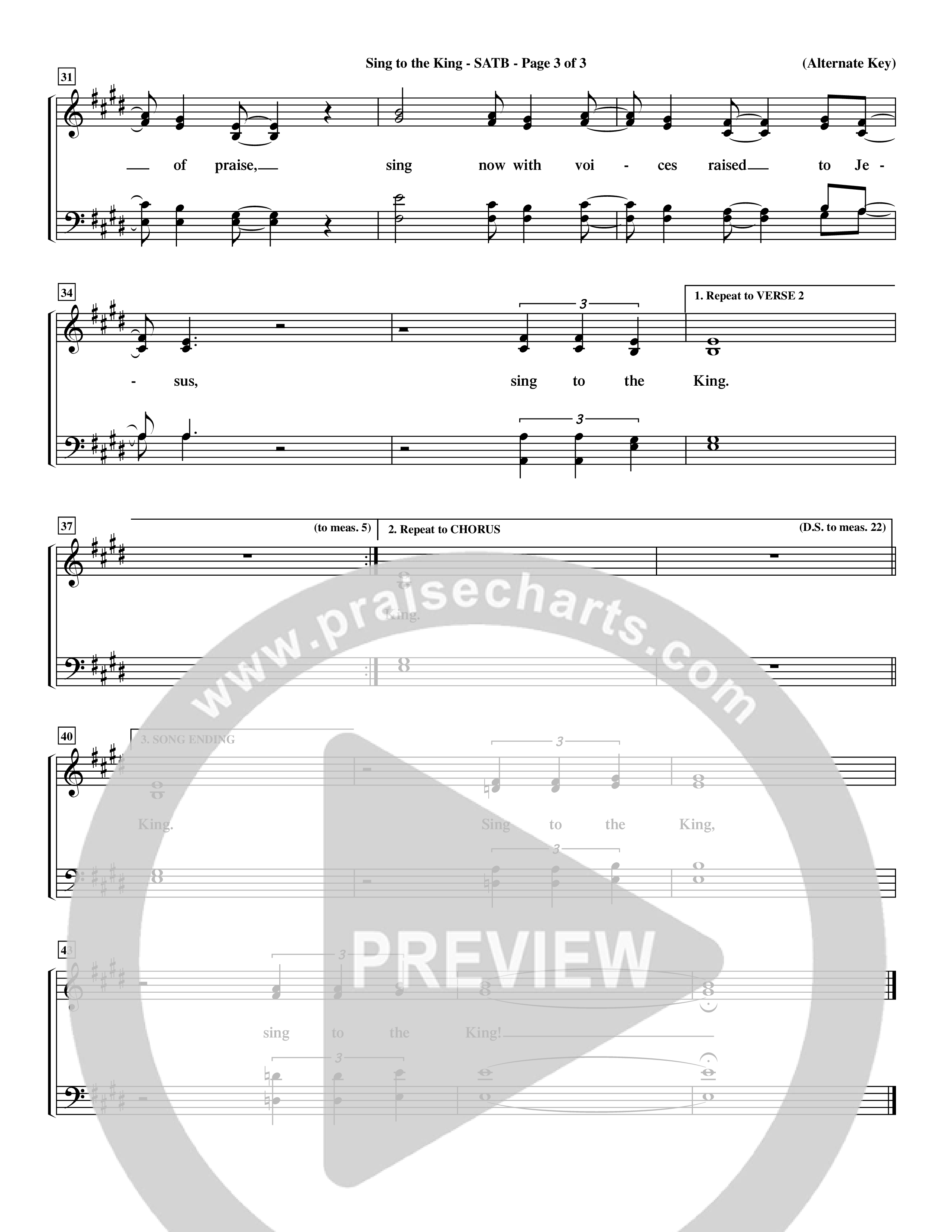 Sing To The King (Choral Anthem SATB) Choir Sheet (SATB) (Word Music Choral / Orch. Dave Williamson)