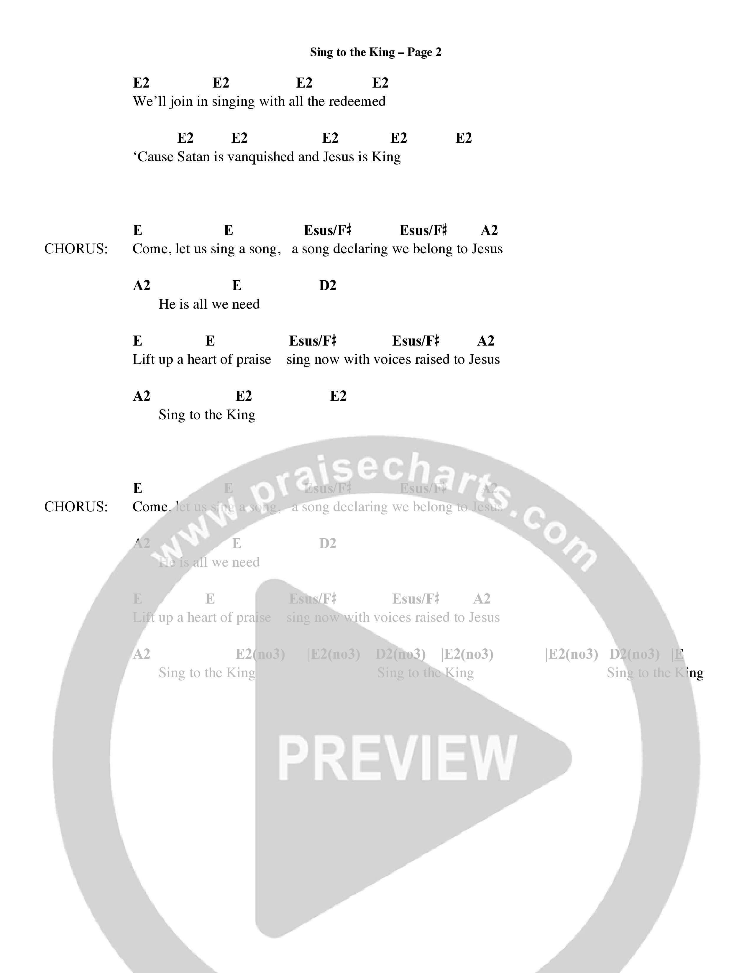 Sing To The King (Choral Anthem SATB) Chords & Lyrics (Word Music Choral / Orch. Dave Williamson)