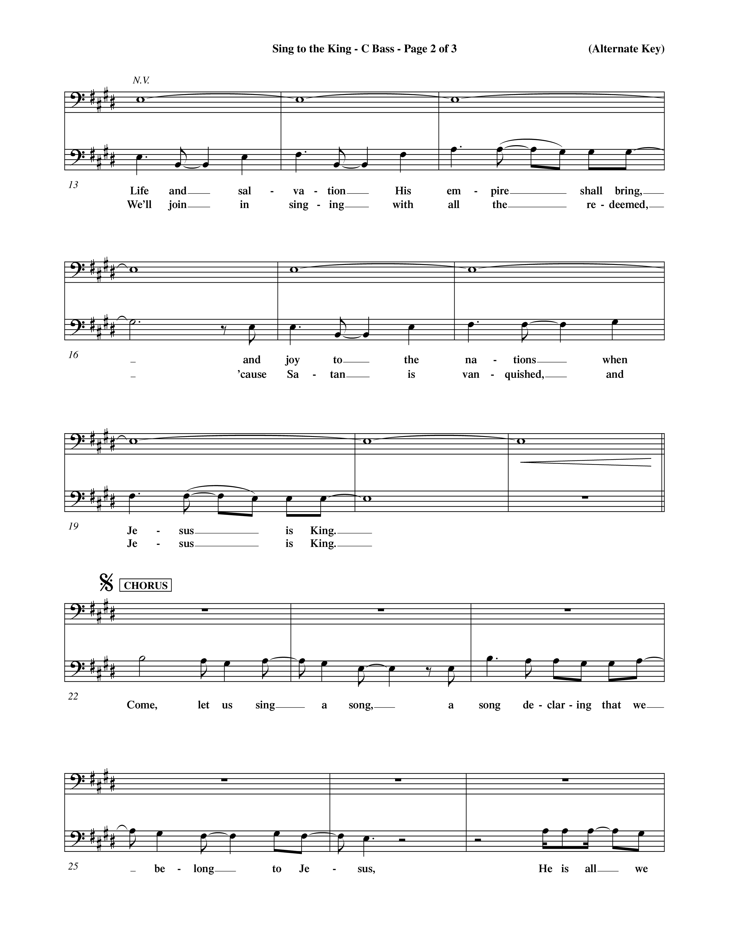 Sing To The King (Choral Anthem SATB) Contrabass (Word Music Choral / Orch. Dave Williamson)