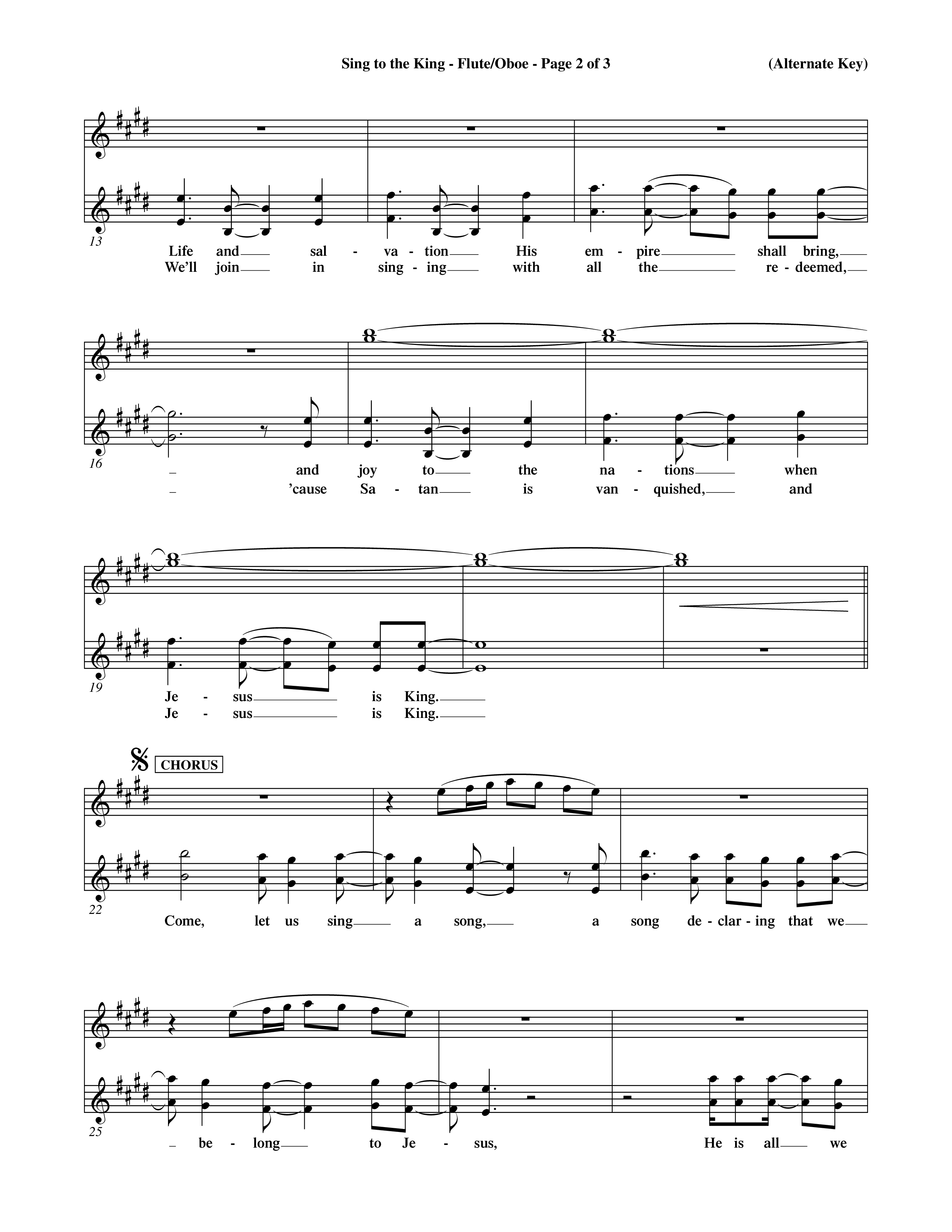 Sing To The King (Choral Anthem SATB) Flute/Oboe (Word Music Choral / Orch. Dave Williamson)