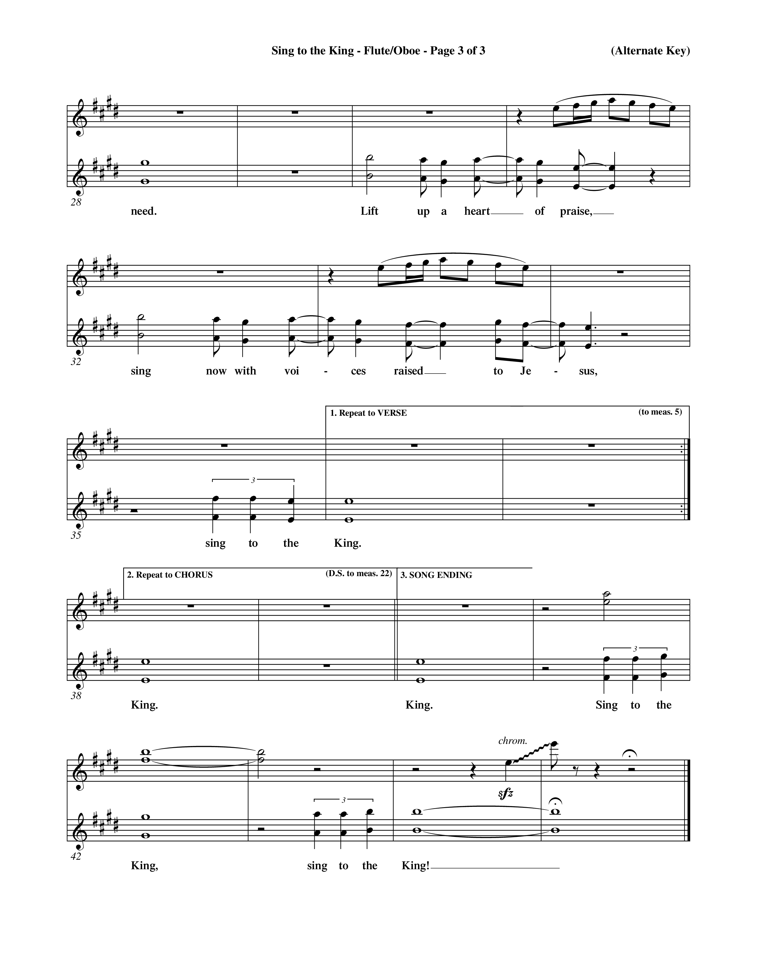 Sing To The King (Choral Anthem SATB) Flute/Oboe (Word Music Choral / Orch. Dave Williamson)