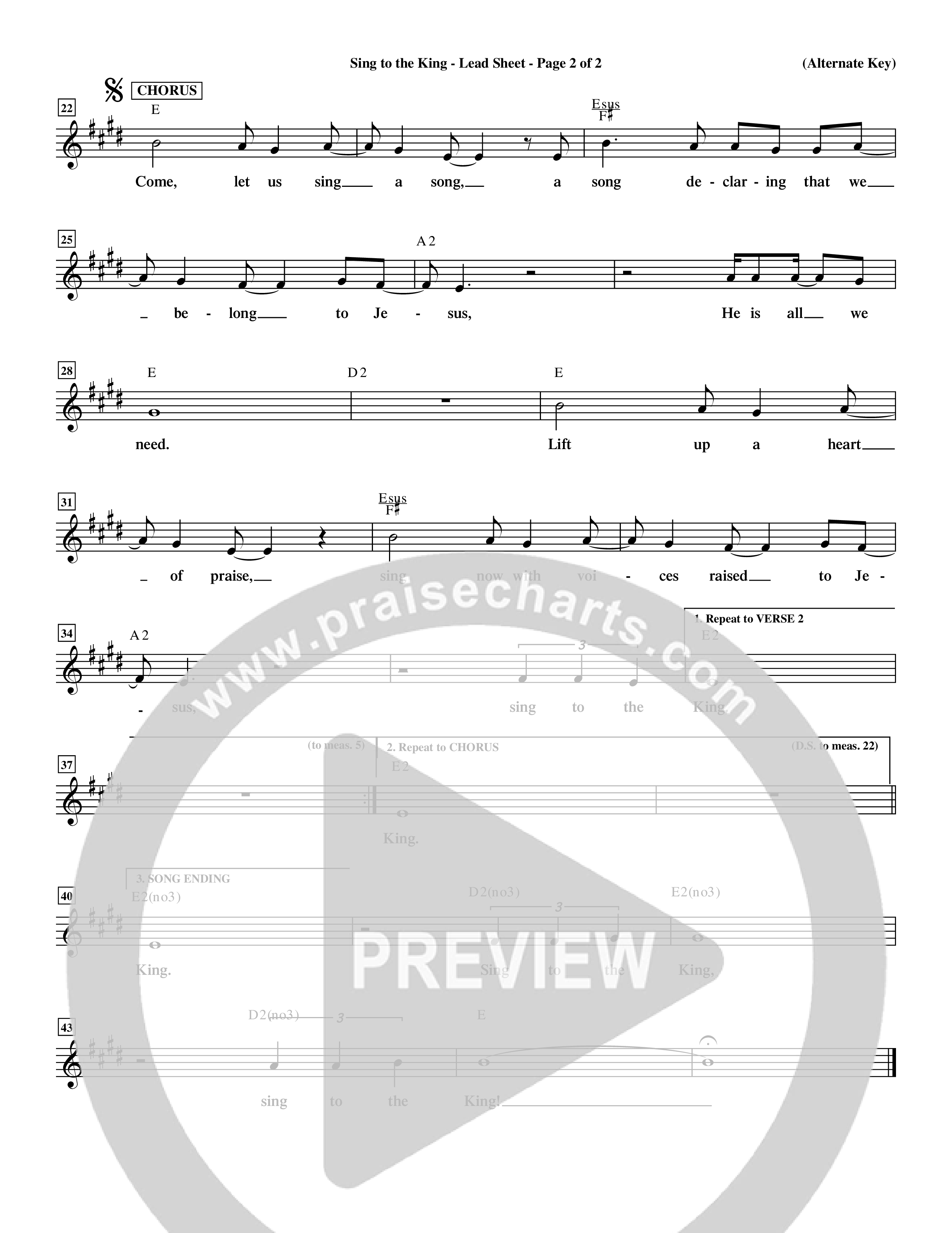 Sing To The King (Choral Anthem SATB) Lead Sheet (Word Music Choral / Orch. Dave Williamson)