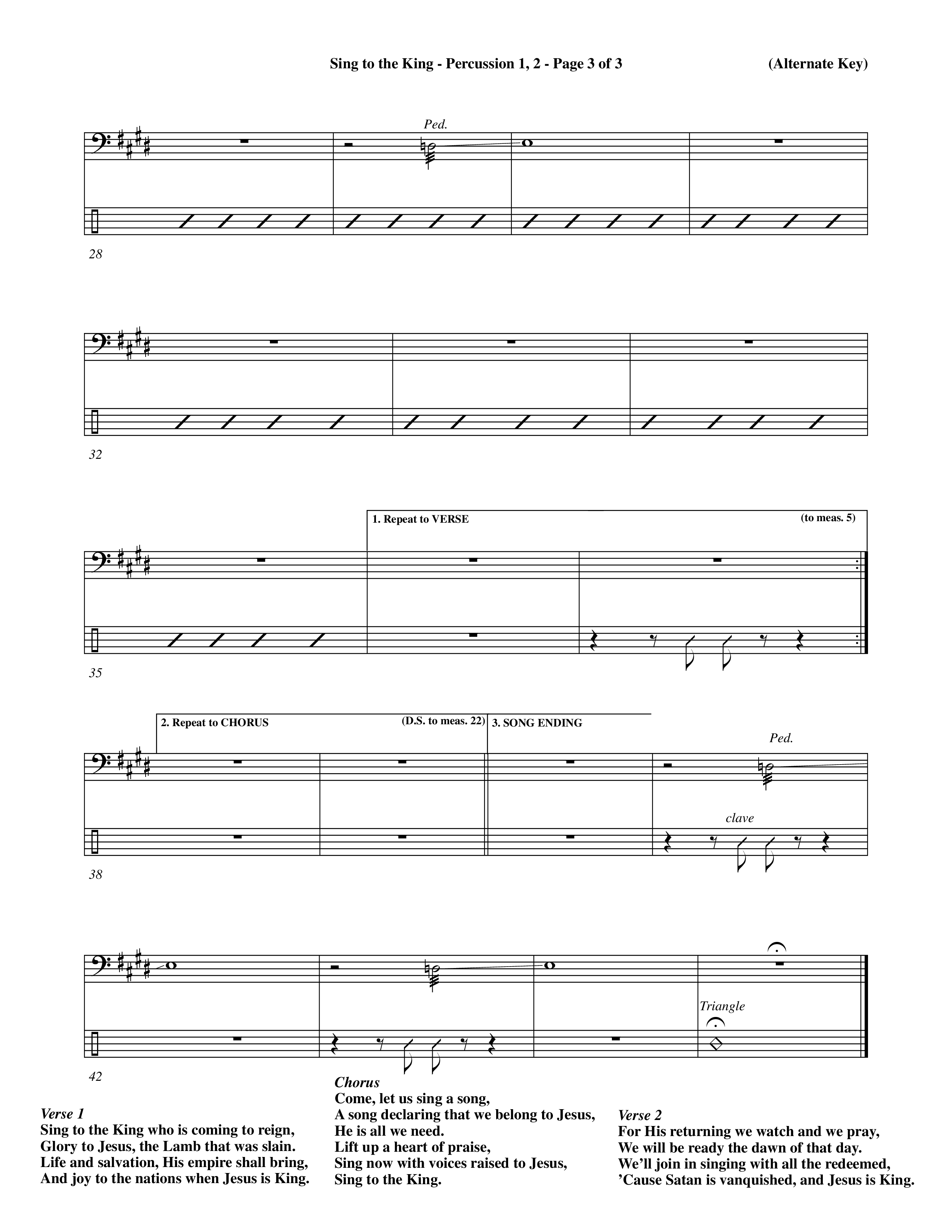 Sing To The King (Choral Anthem SATB) Percussion 1/2 (Word Music Choral / Orch. Dave Williamson)