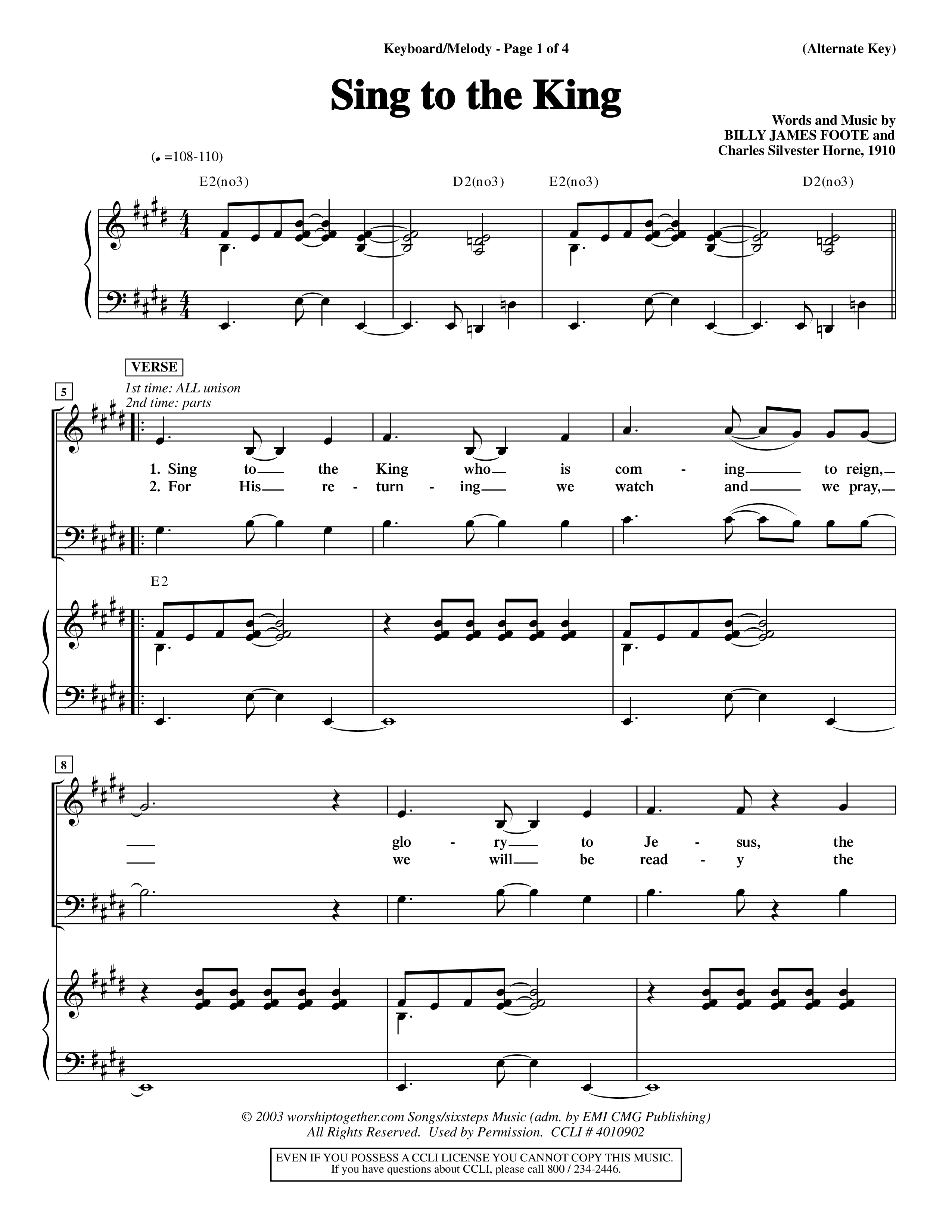 Sing To The King (Choral Anthem SATB) Keyboard/Vocal (SATB) (Word Music Choral / Orch. Dave Williamson)
