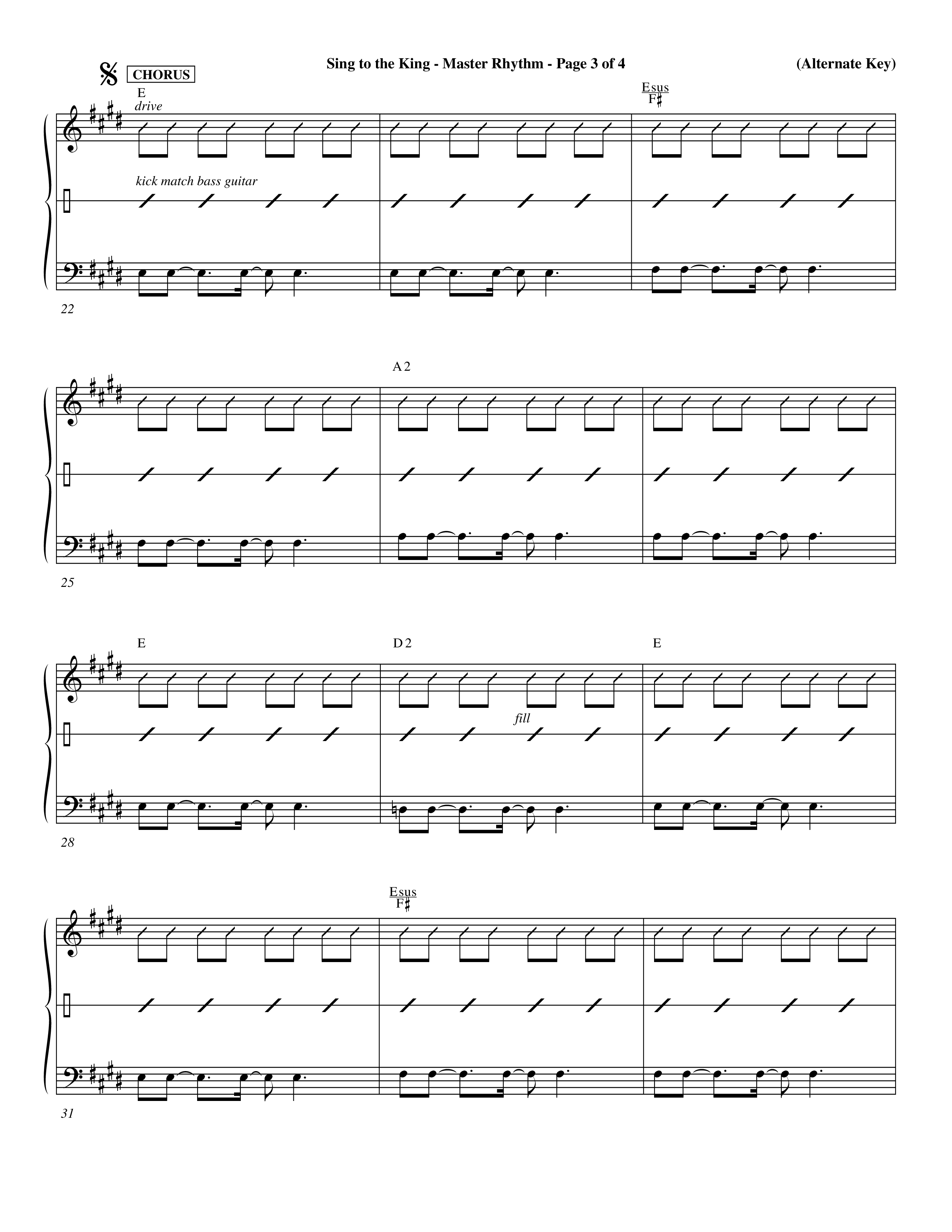 Sing To The King (Choral Anthem SATB) Rhythm Chart (Word Music Choral / Orch. Dave Williamson)