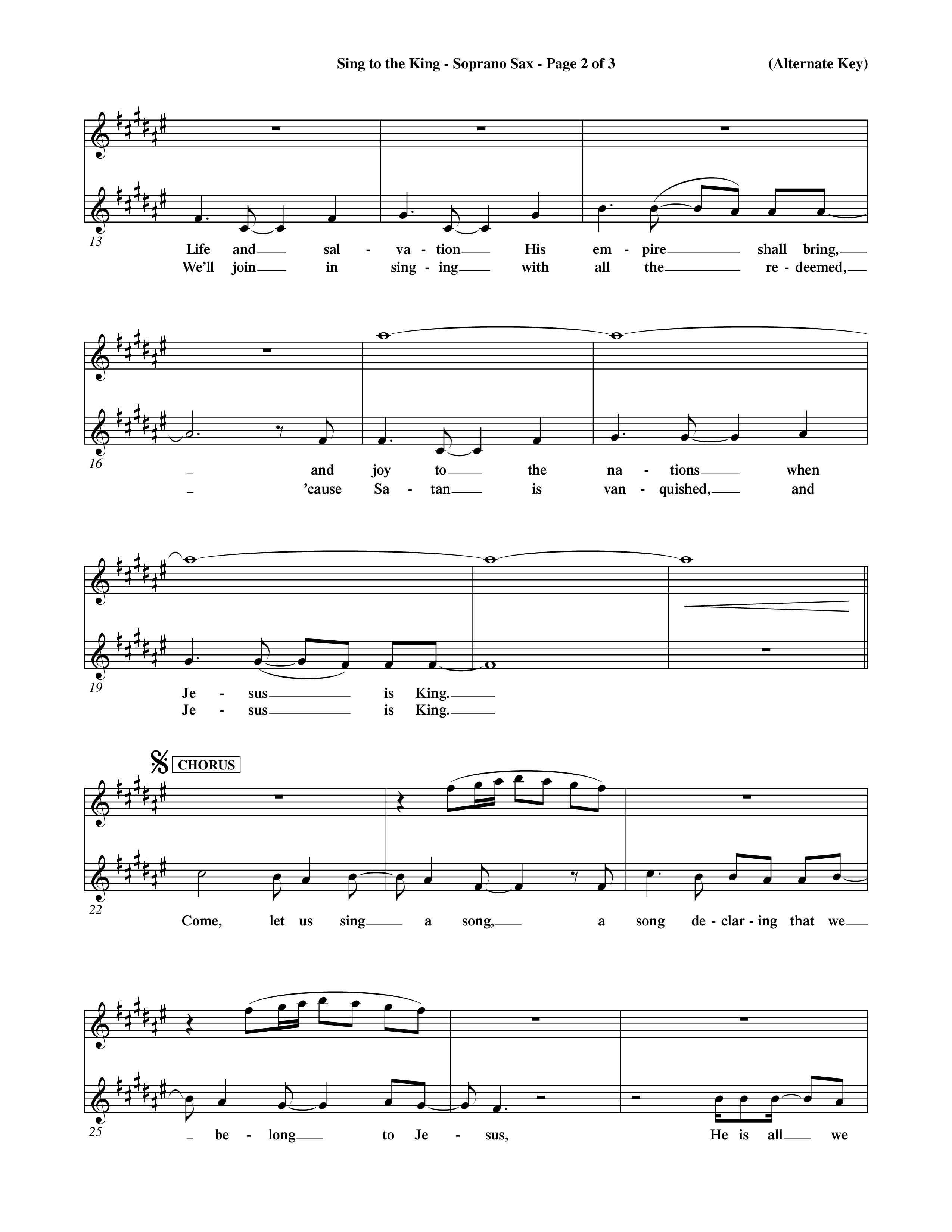 Sing To The King (Choral Anthem SATB) Saxophone (Word Music Choral / Orch. Dave Williamson)