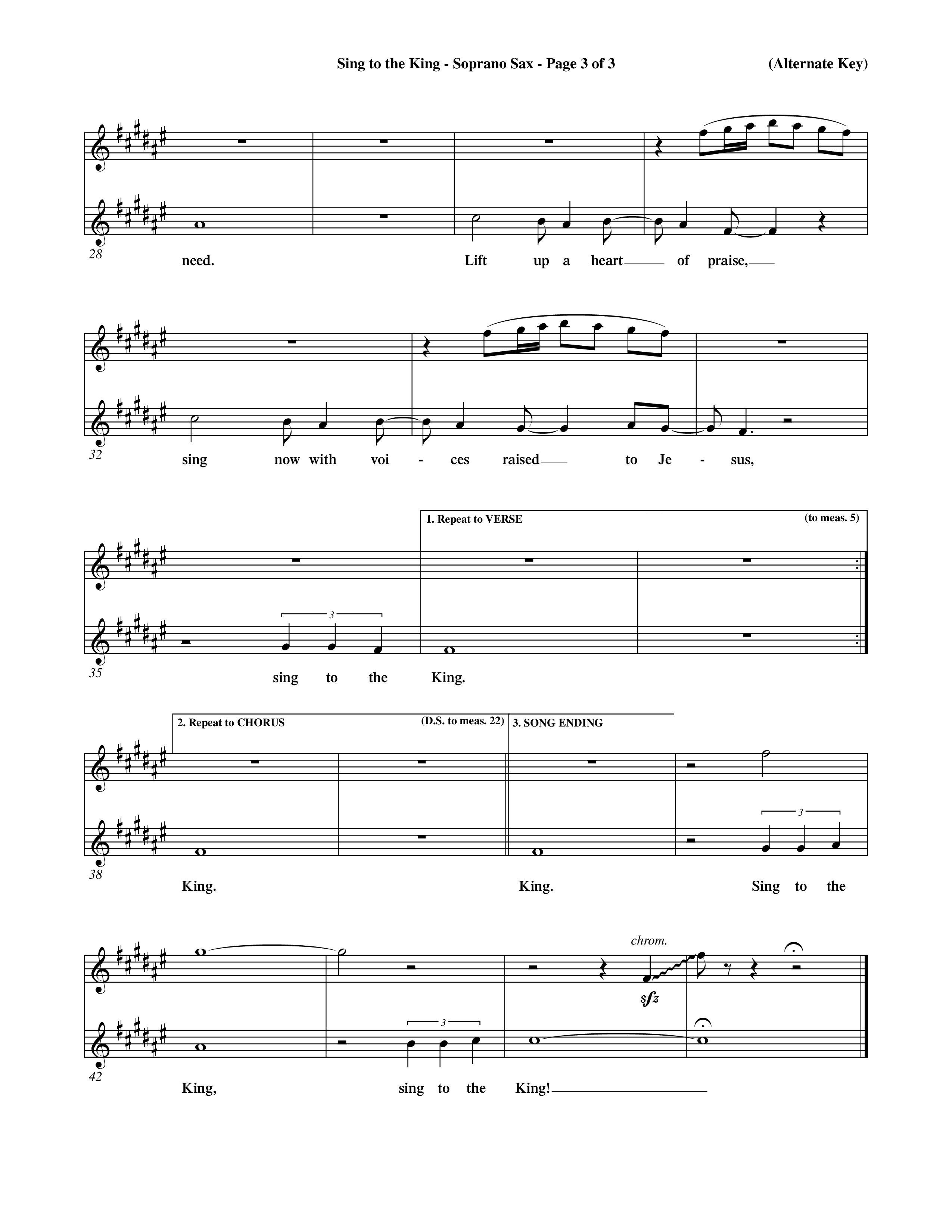 Sing To The King (Choral Anthem SATB) Saxophone (Word Music Choral / Orch. Dave Williamson)