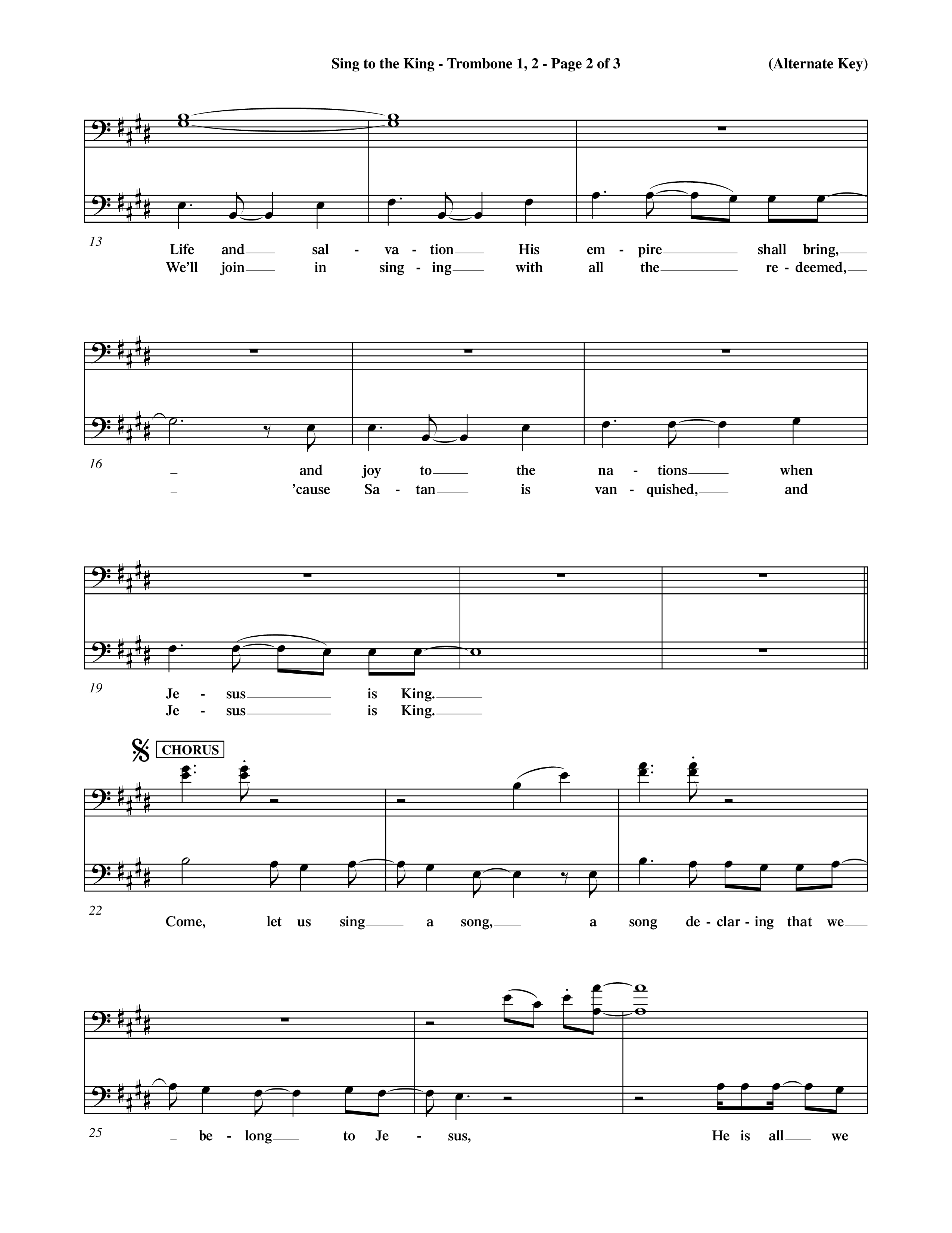 Sing To The King (Choral Anthem SATB) Trombone 1/2 (Word Music Choral / Orch. Dave Williamson)