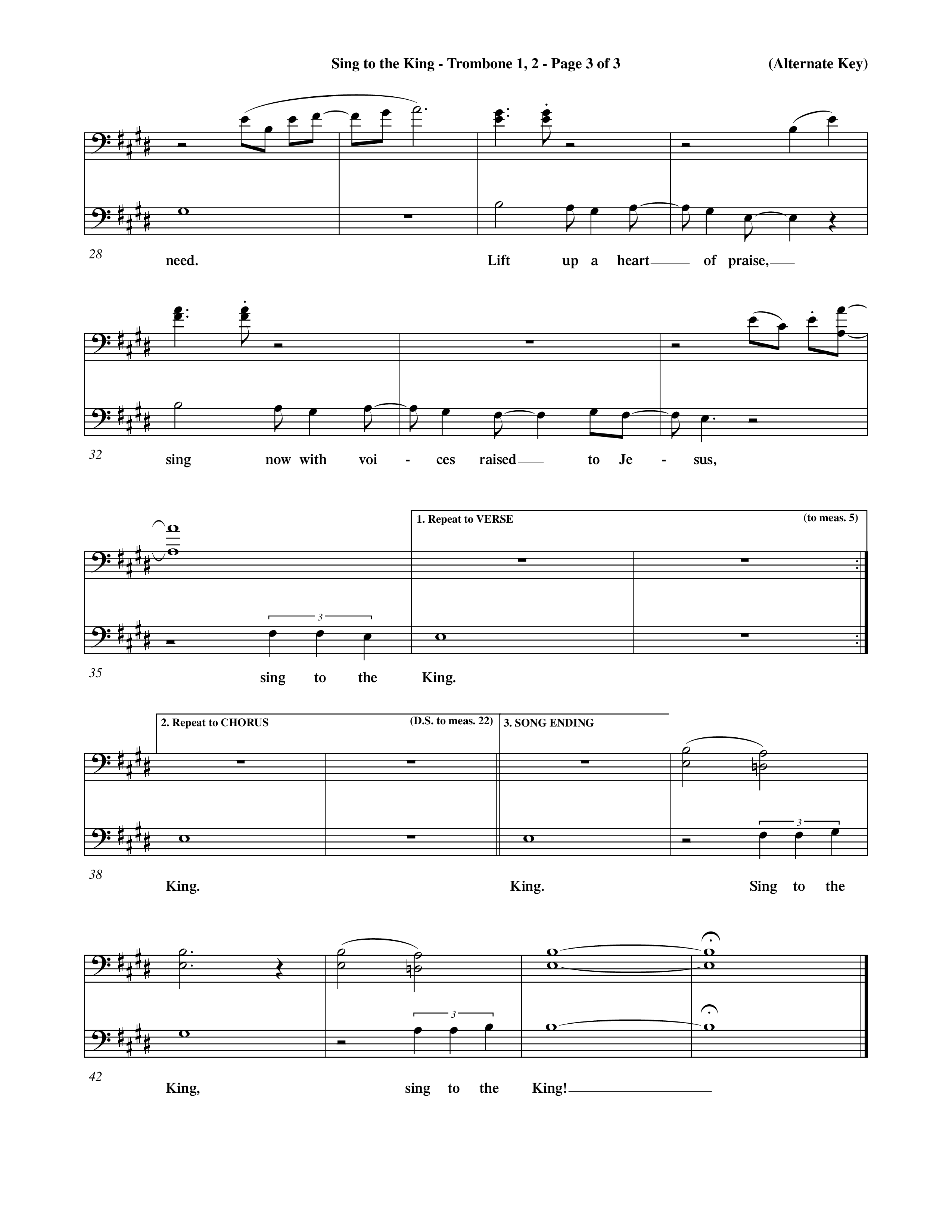 Sing To The King (Choral Anthem SATB) Trombone 1/2 (Word Music Choral / Orch. Dave Williamson)