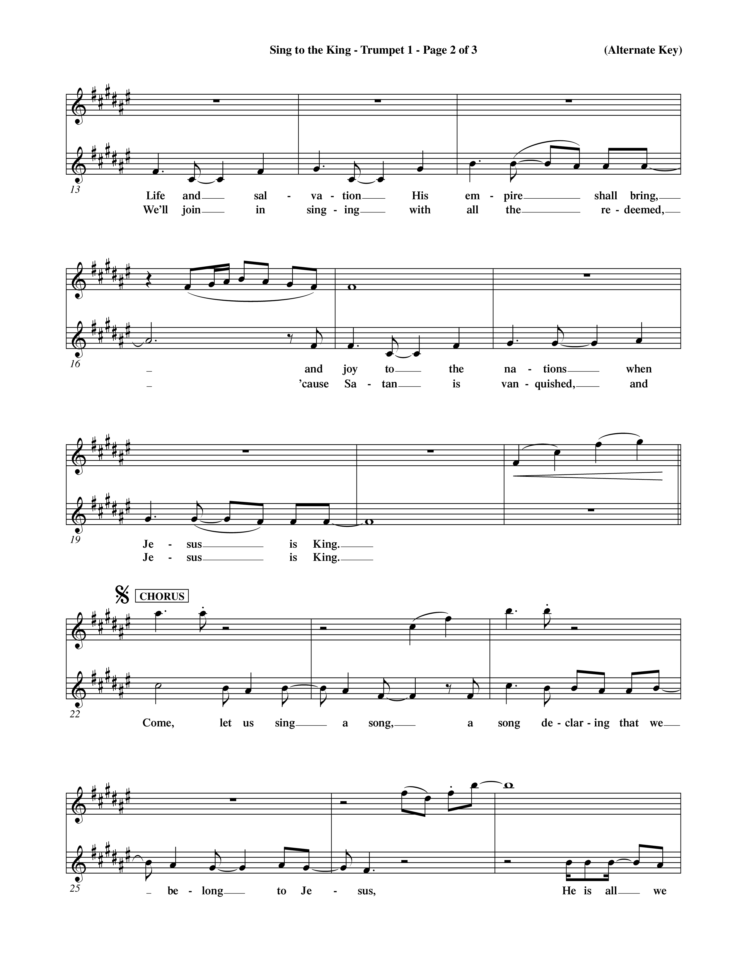 Sing To The King (Choral Anthem SATB) Trumpet 1 (Word Music Choral / Orch. Dave Williamson)