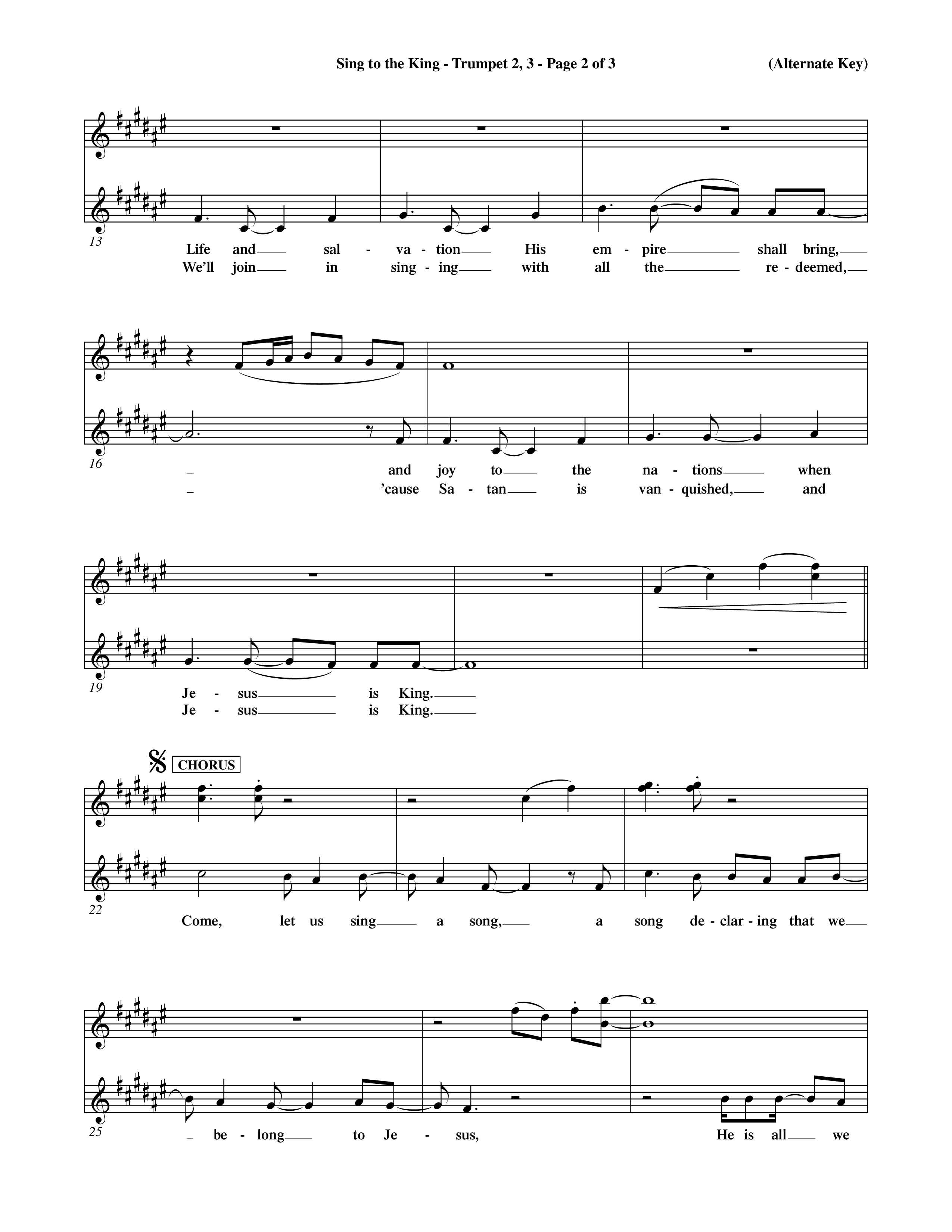 Sing To The King (Choral Anthem SATB) Trumpet 2/3 (Word Music Choral / Orch. Dave Williamson)