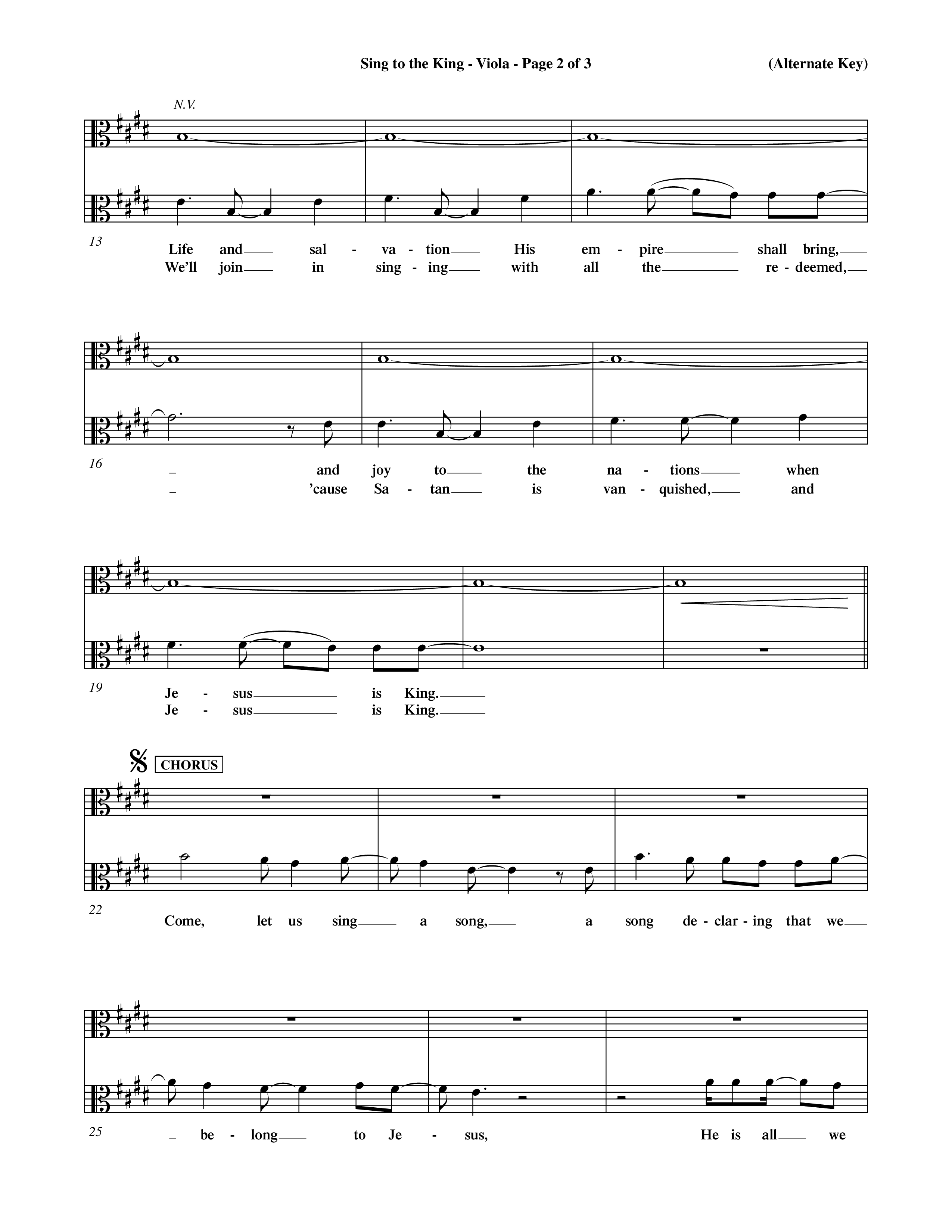 Sing To The King (Choral Anthem SATB) Viola (Word Music Choral / Orch. Dave Williamson)