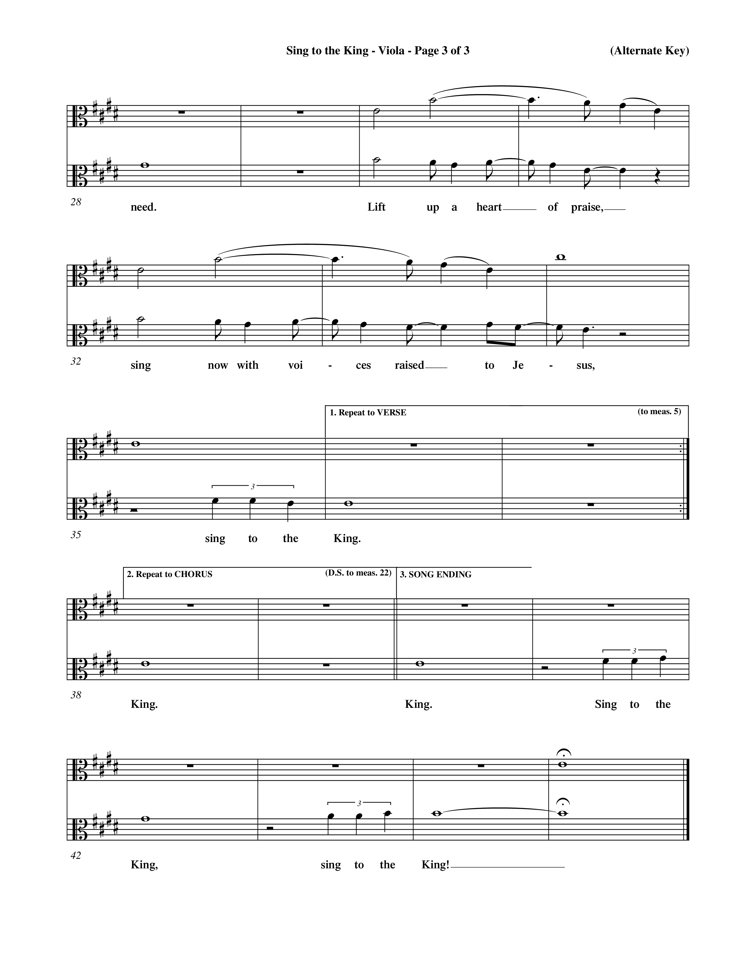 Sing To The King (Choral Anthem SATB) Viola (Word Music Choral / Orch. Dave Williamson)
