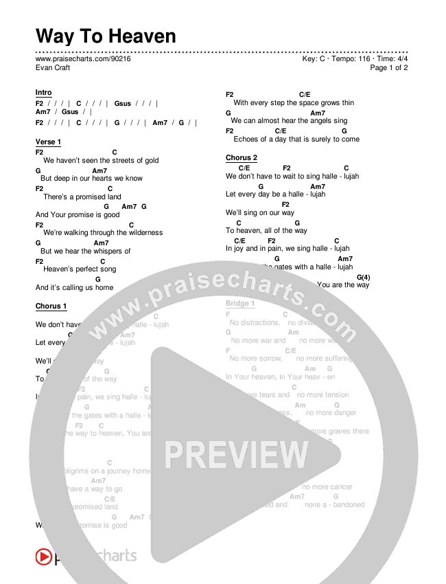 Way To Heaven Chords & Lyrics (Evan Craft)