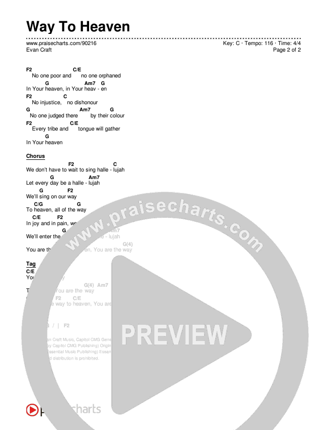 Way To Heaven Chords & Lyrics (Evan Craft)