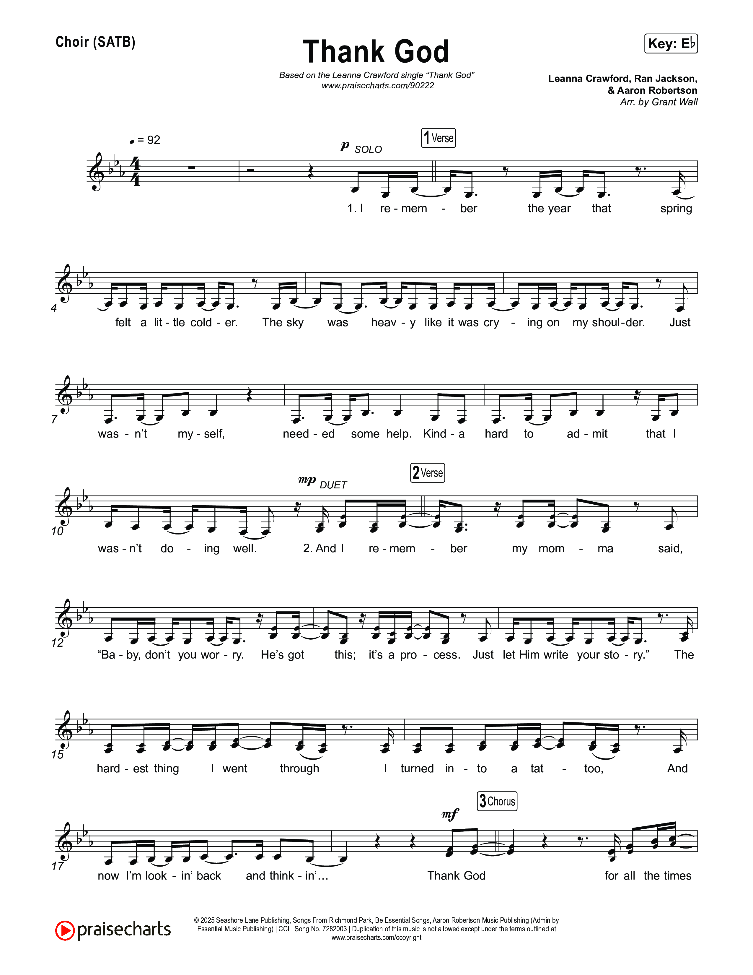Thank God Choir Sheet (SATB) (Leanna Crawford)