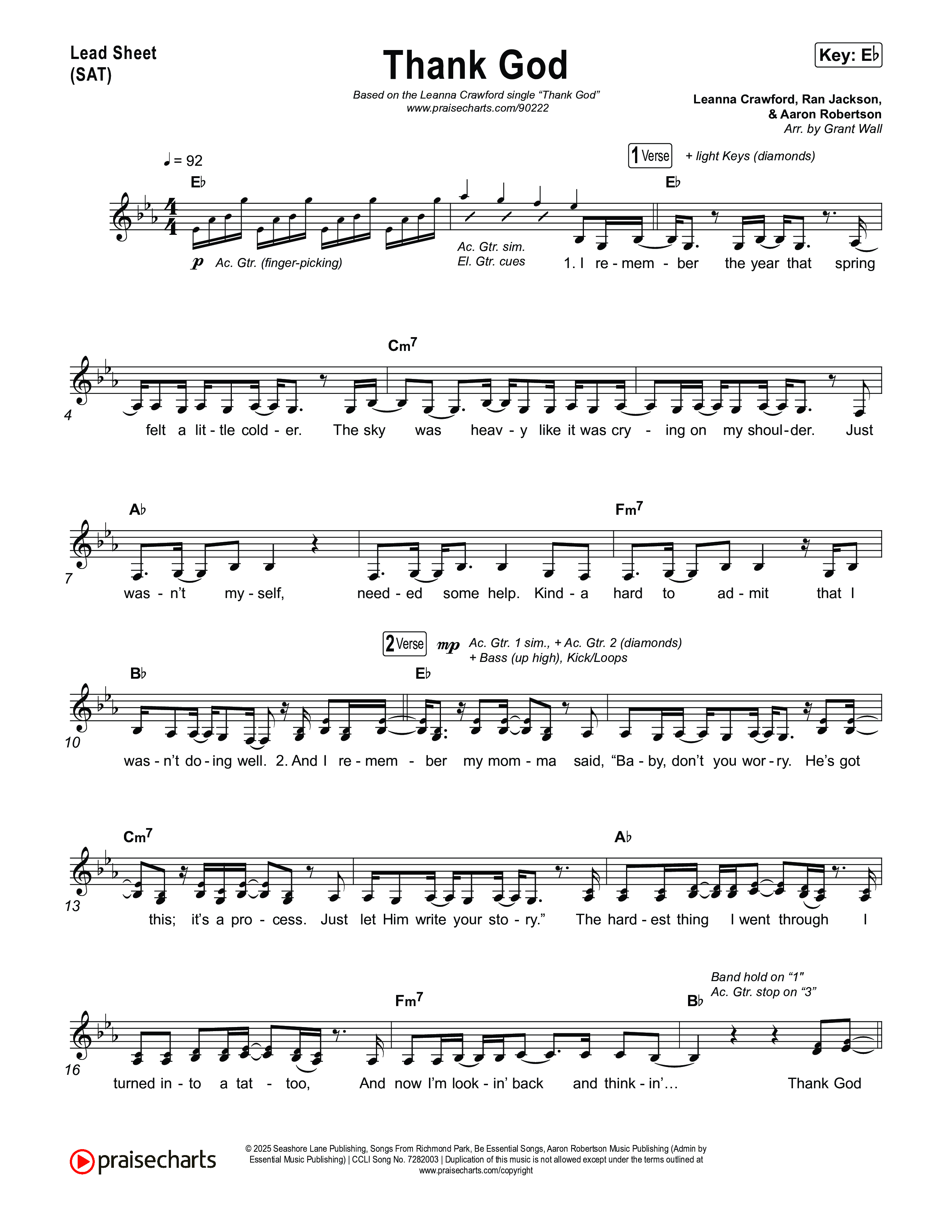 Thank God Lead Sheet (SAT) (Leanna Crawford)