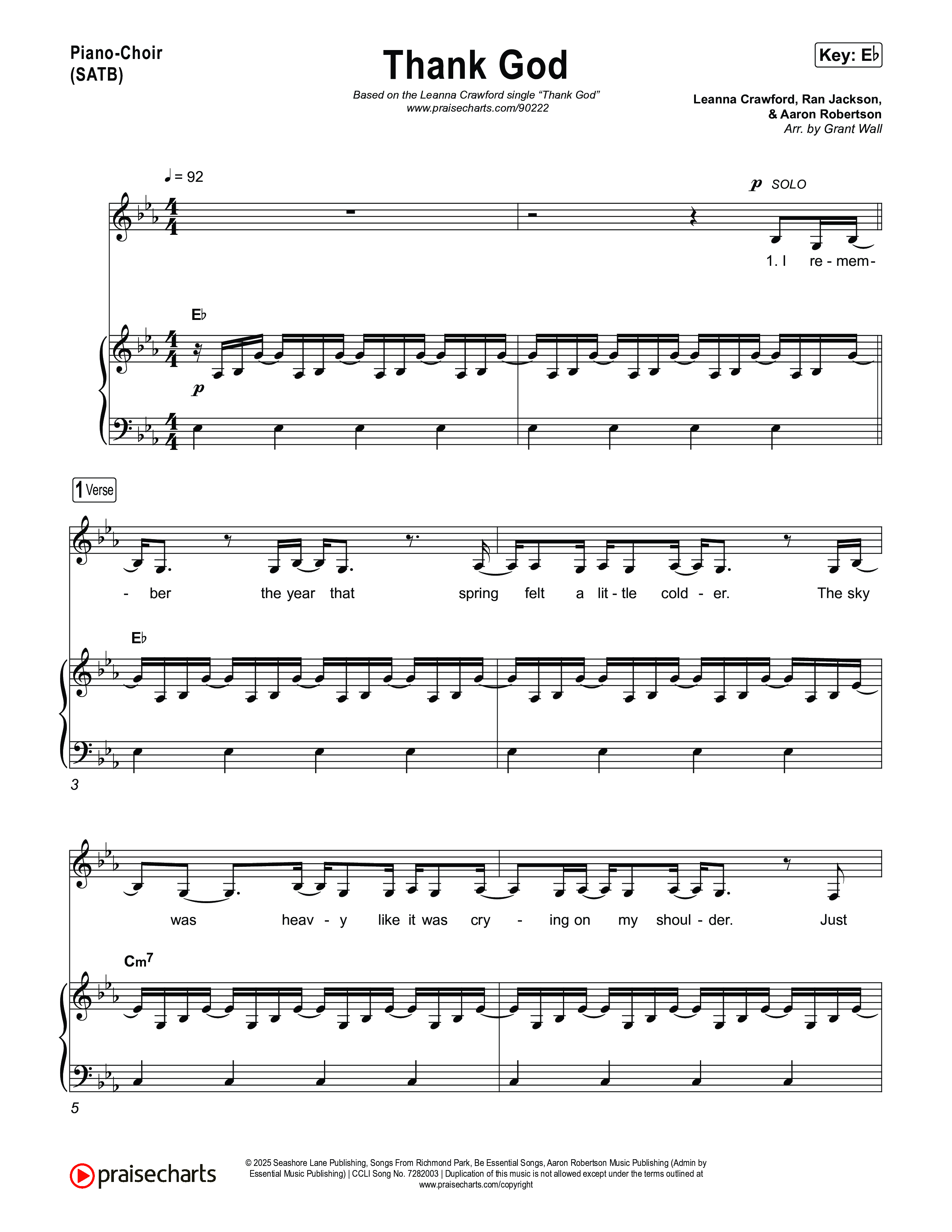Thank God Piano/Vocal (SATB) (Leanna Crawford)