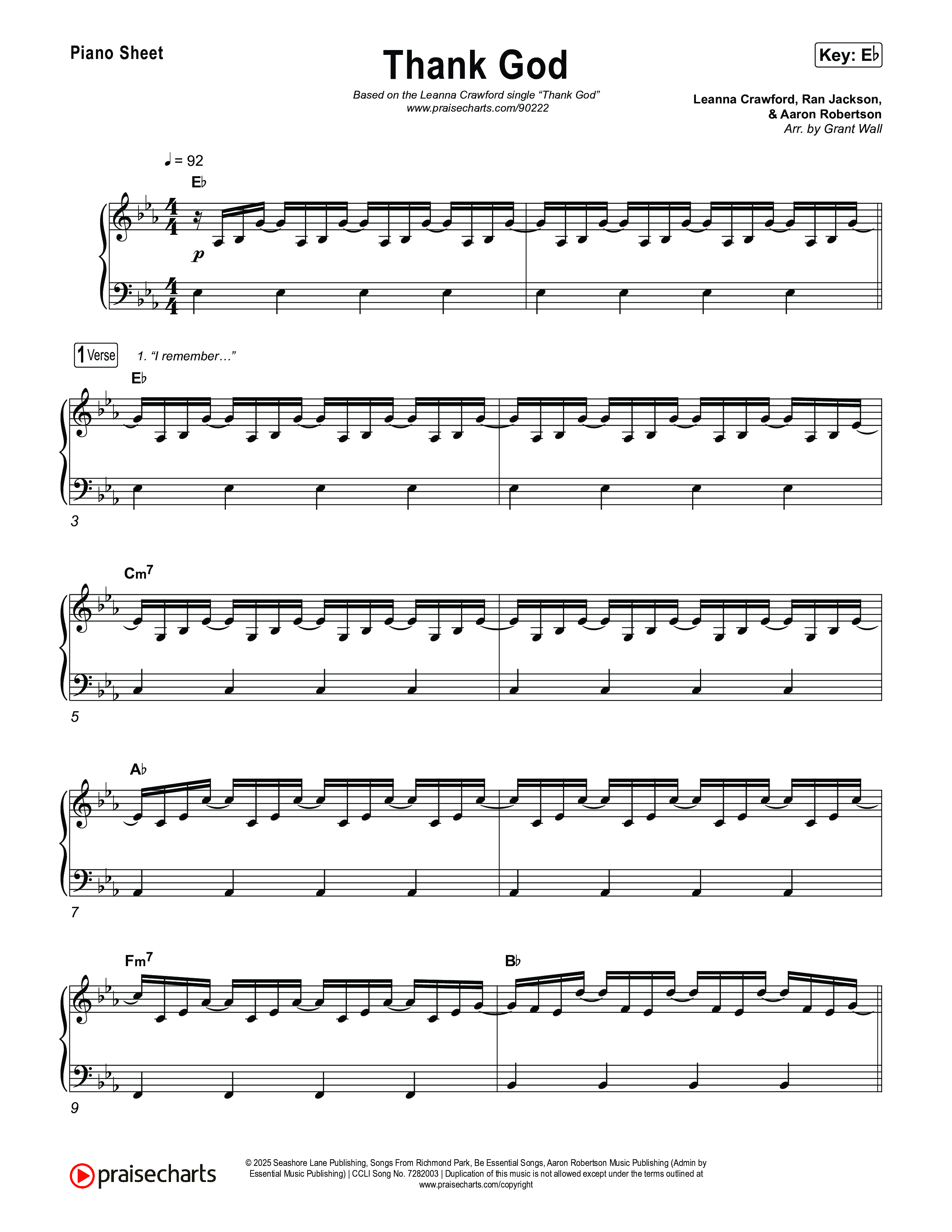 Thank God Piano Sheet (Leanna Crawford)